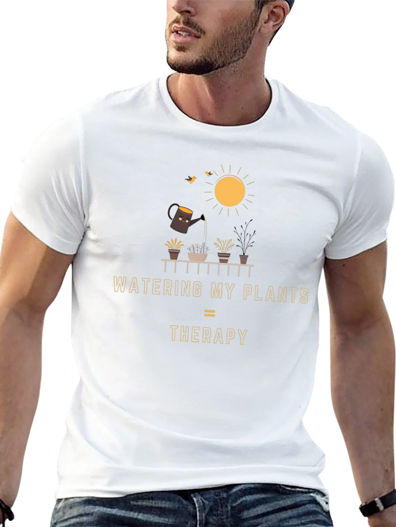 Watering Plants Therapy Graphic Tee - Unisex Gardening Shirt