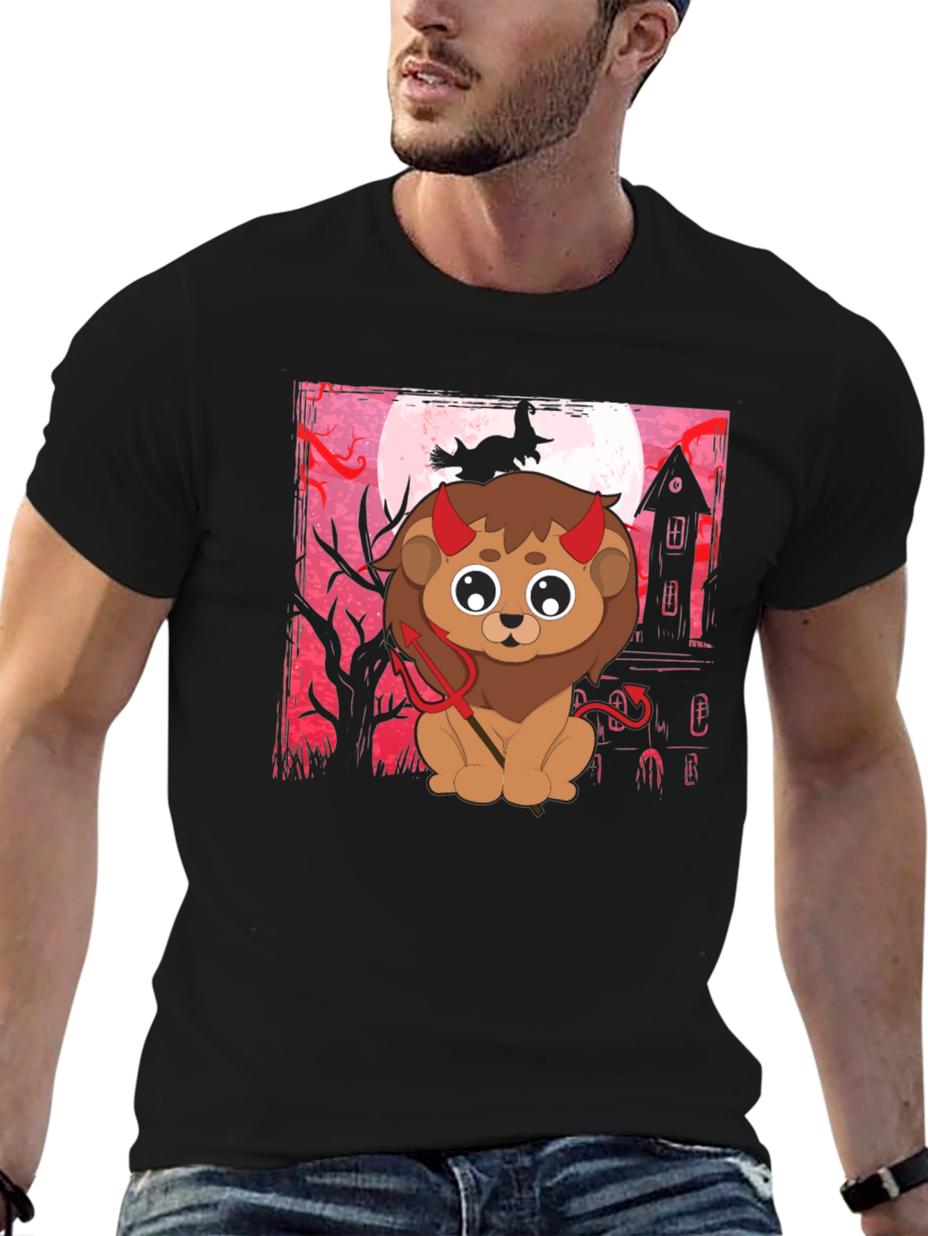 Halloween Devil Lion Graphic Tee