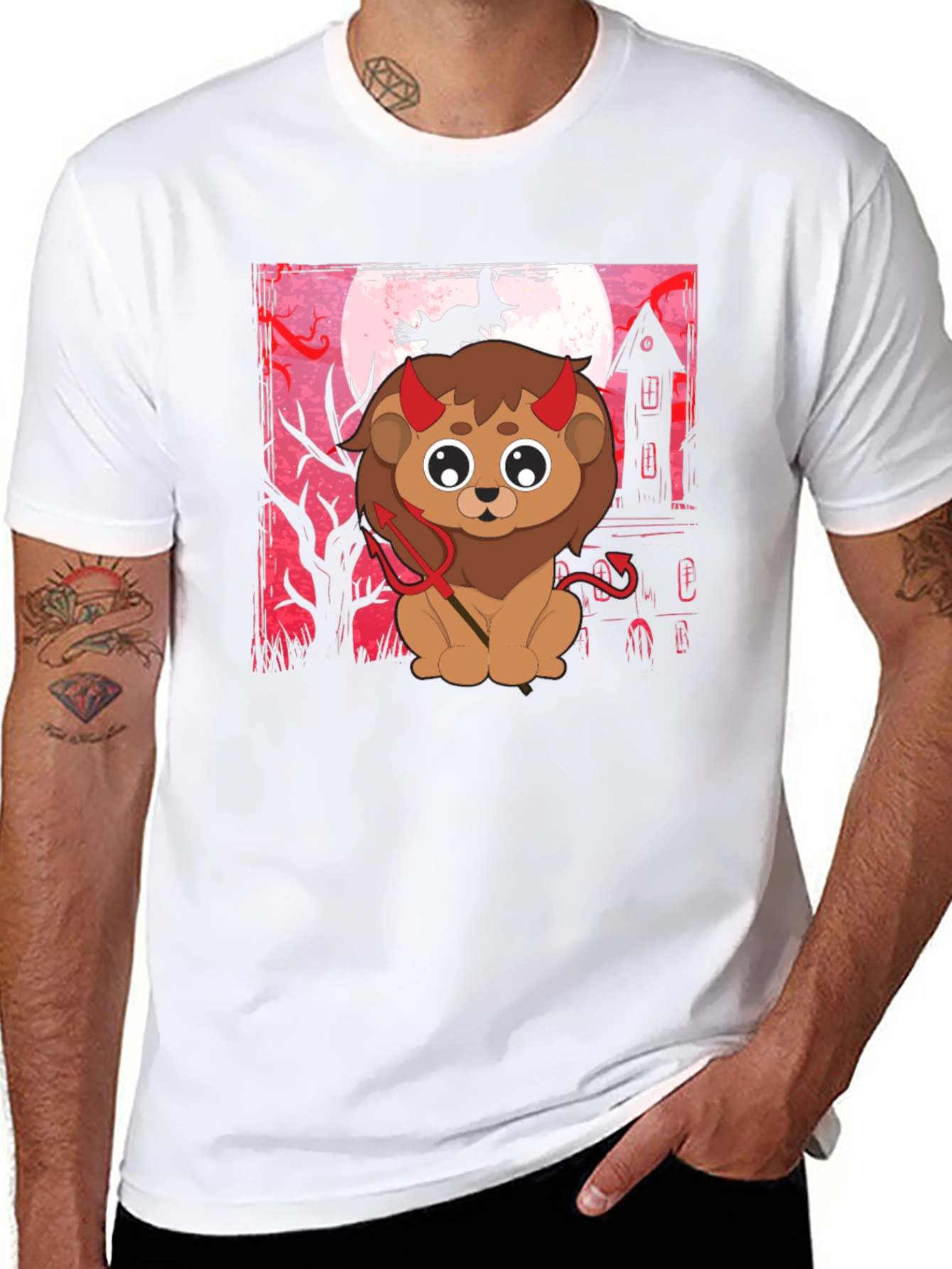 Halloween Devil Lion Graphic Tee