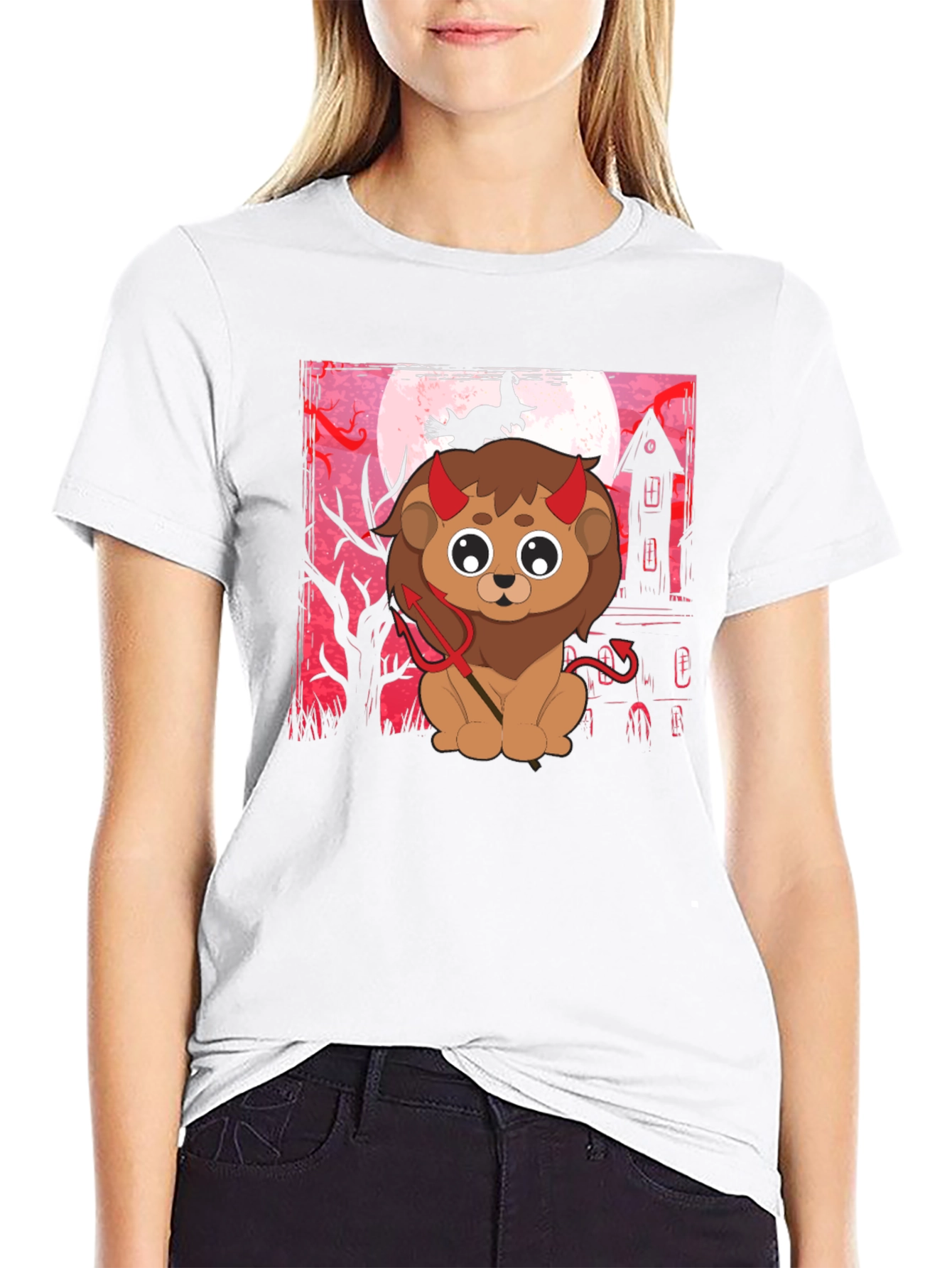 Halloween Devil Lion Graphic Tee