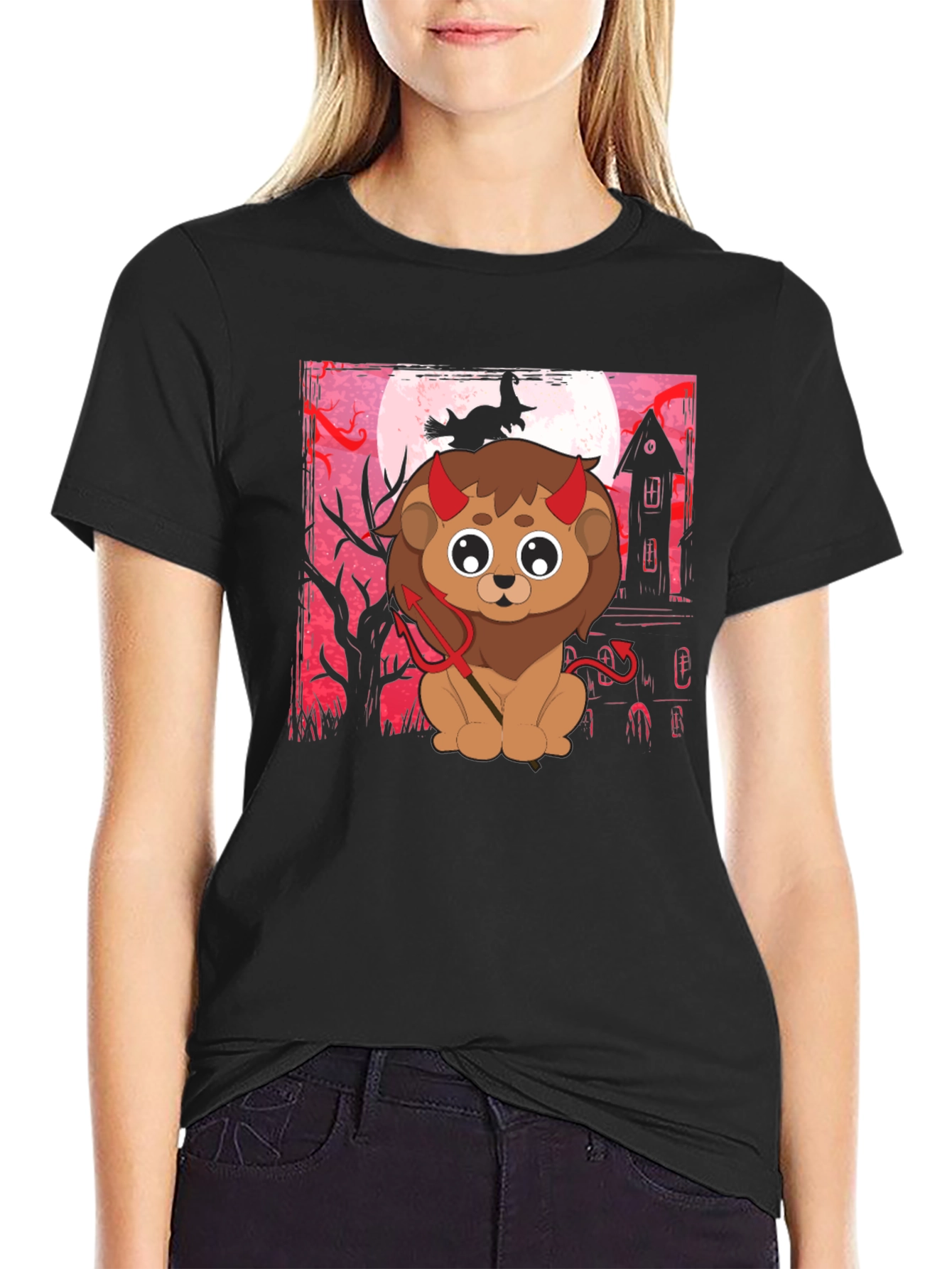 Halloween Devil Lion Graphic Tee