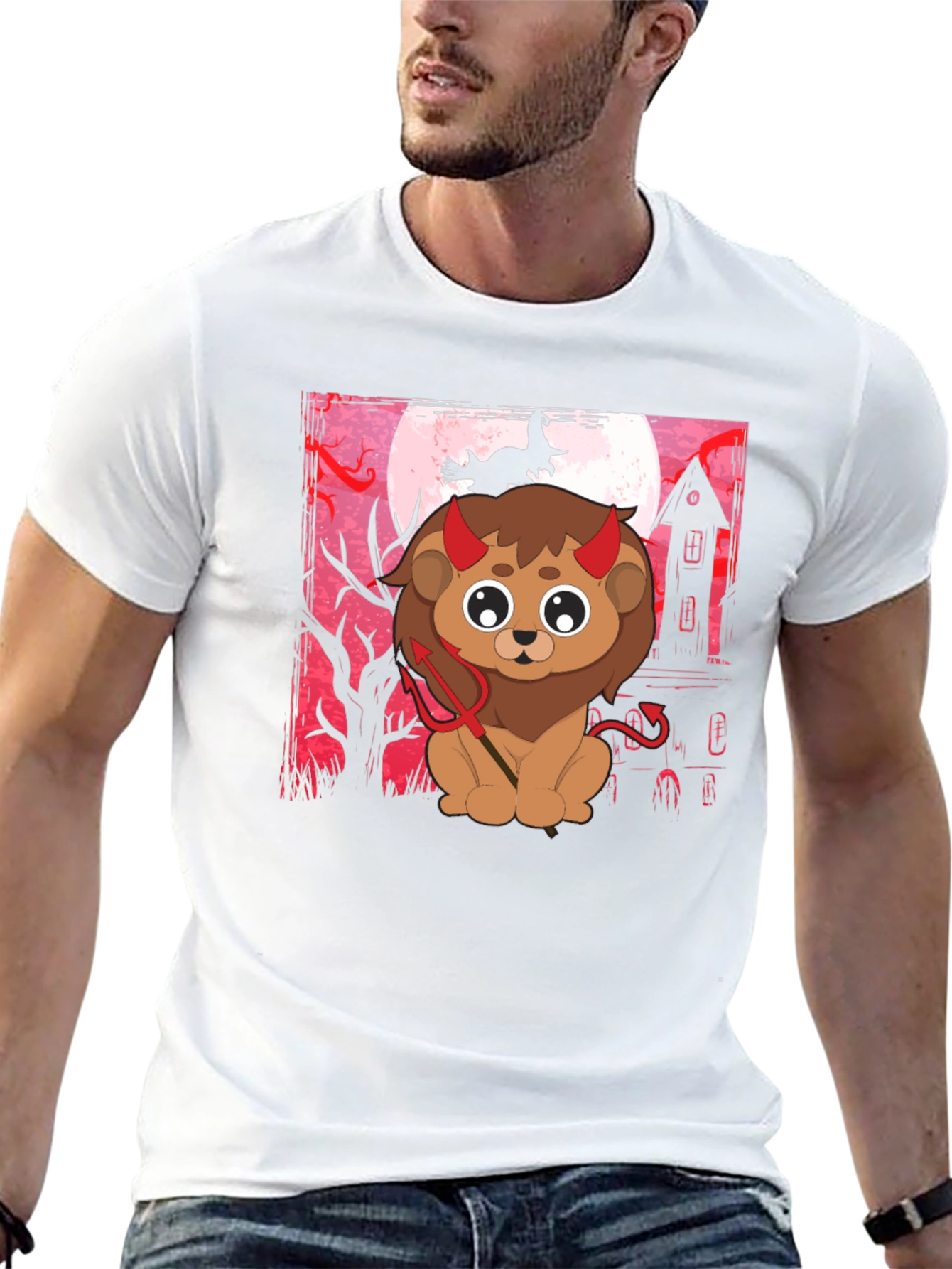 Halloween Devil Lion Graphic Tee