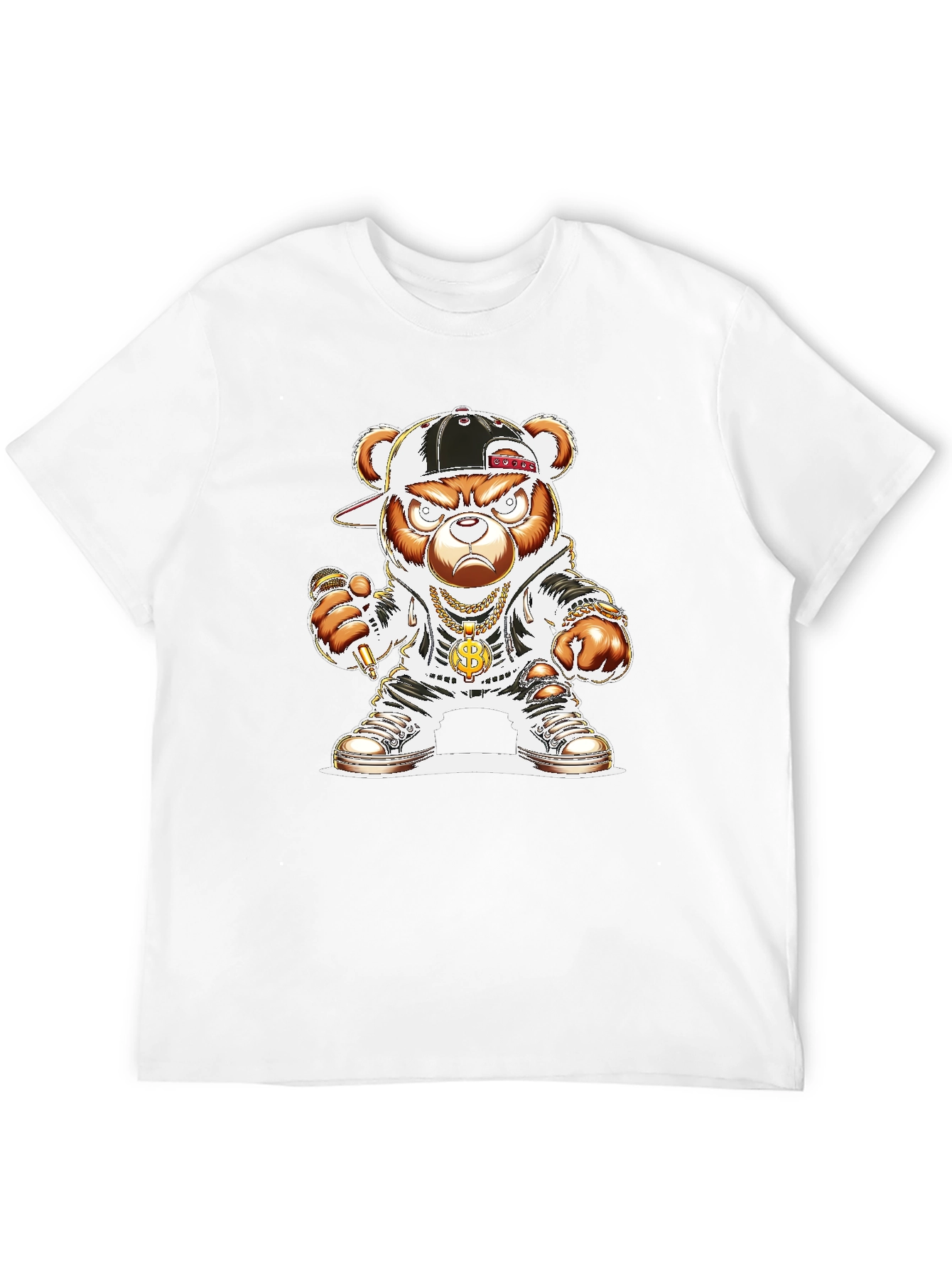 Hip Hop Bear Graphic Tee - Black T-Shirt