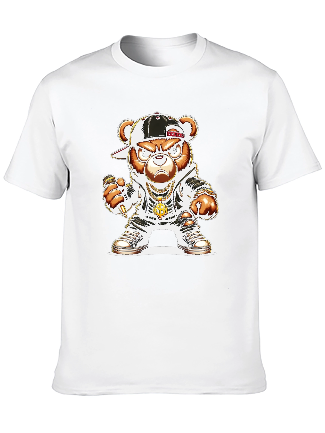 Hip Hop Bear Graphic Tee - Black T-Shirt