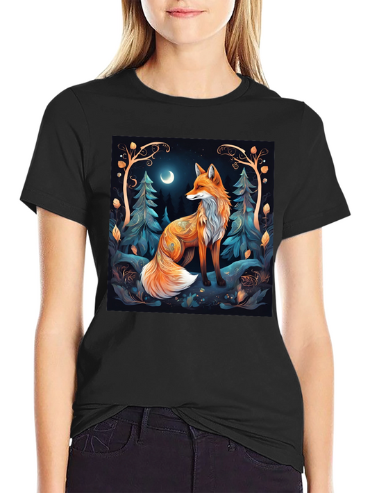 Fox in Forest Graphic Tee - Night Scene Design