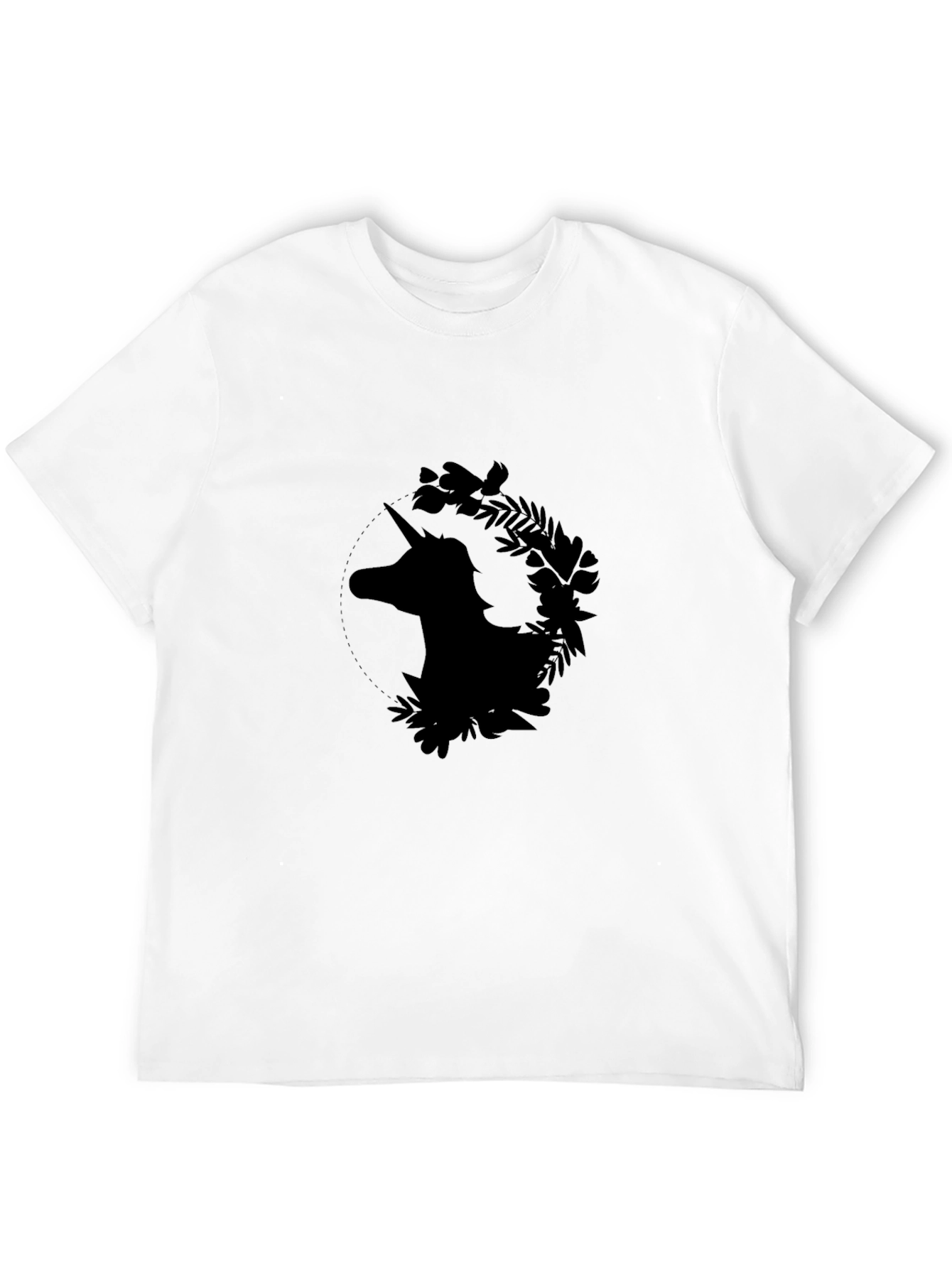 Unicorn Floral Graphic Black T-Shirt