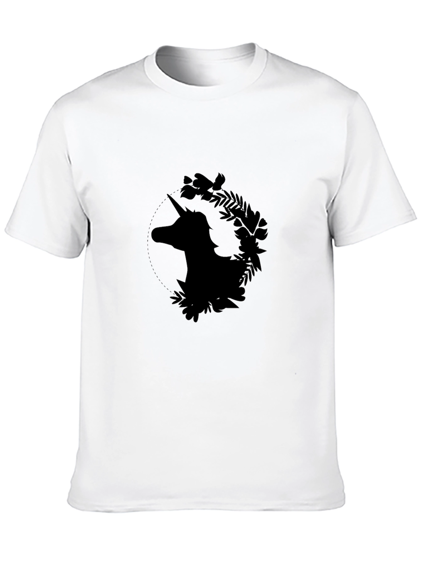 Unicorn Floral Graphic Black T-Shirt