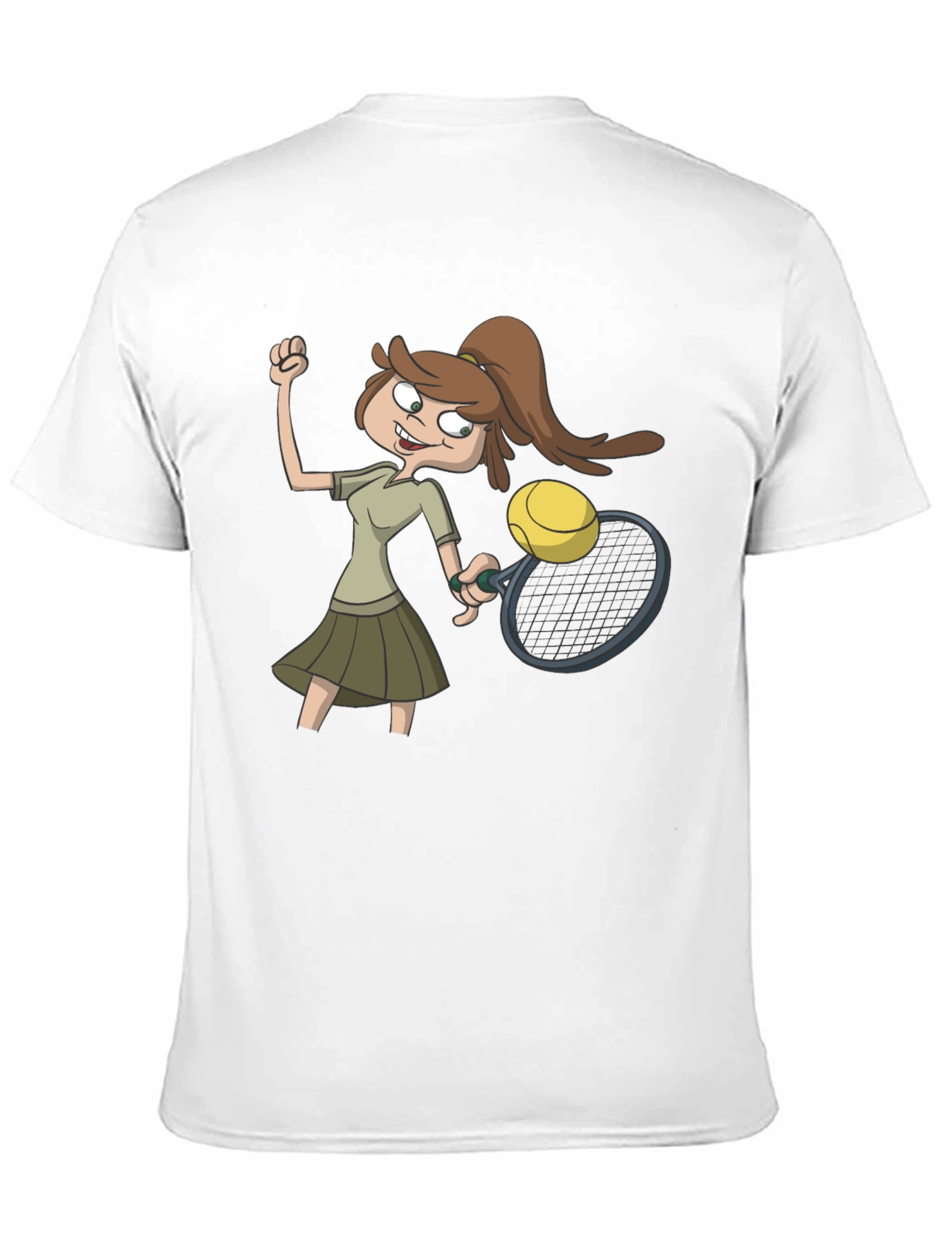 Tennis Girl Cartoon Black T-Shirt