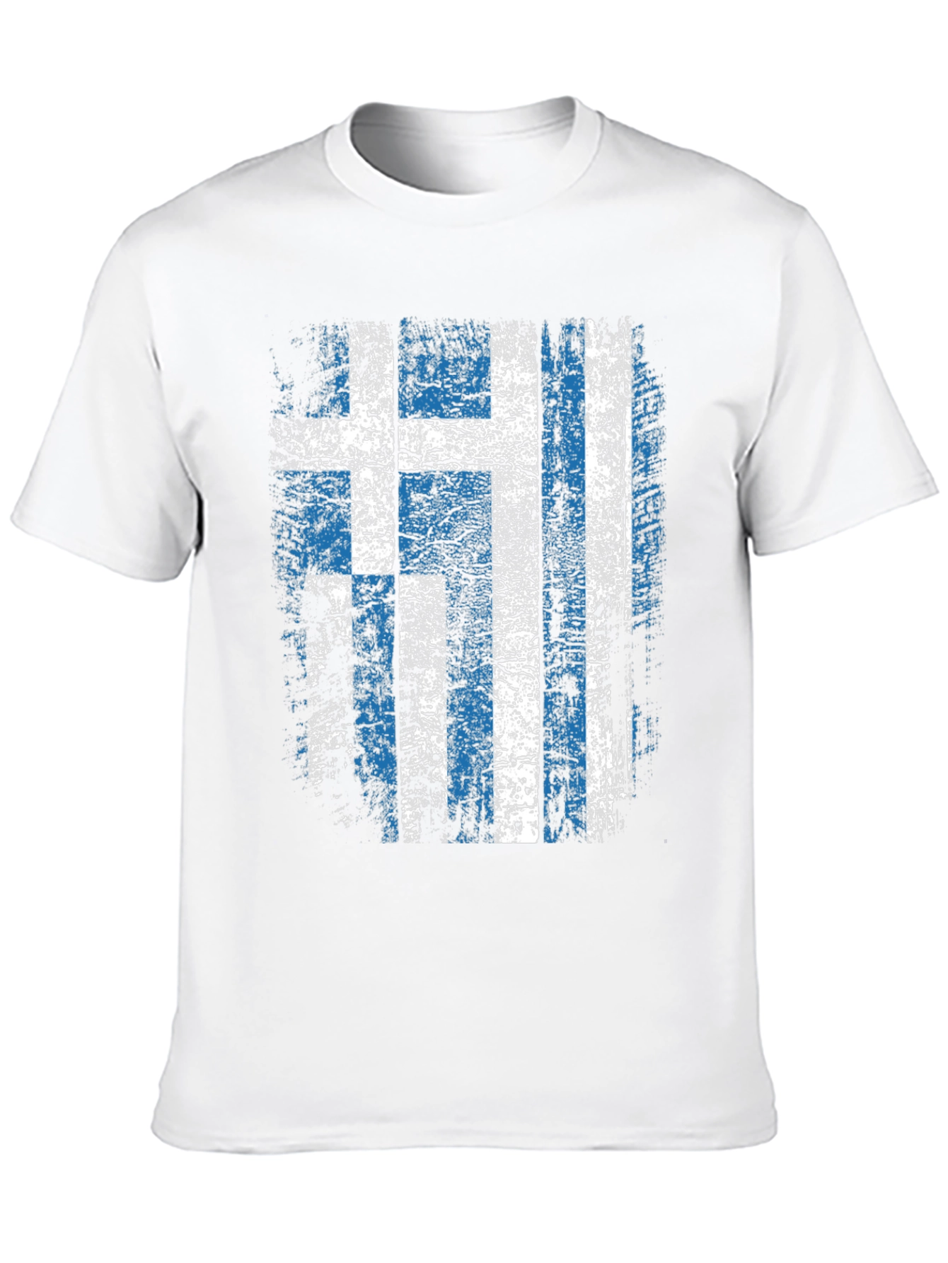 Greek Flag Distressed Graphic T-Shirt