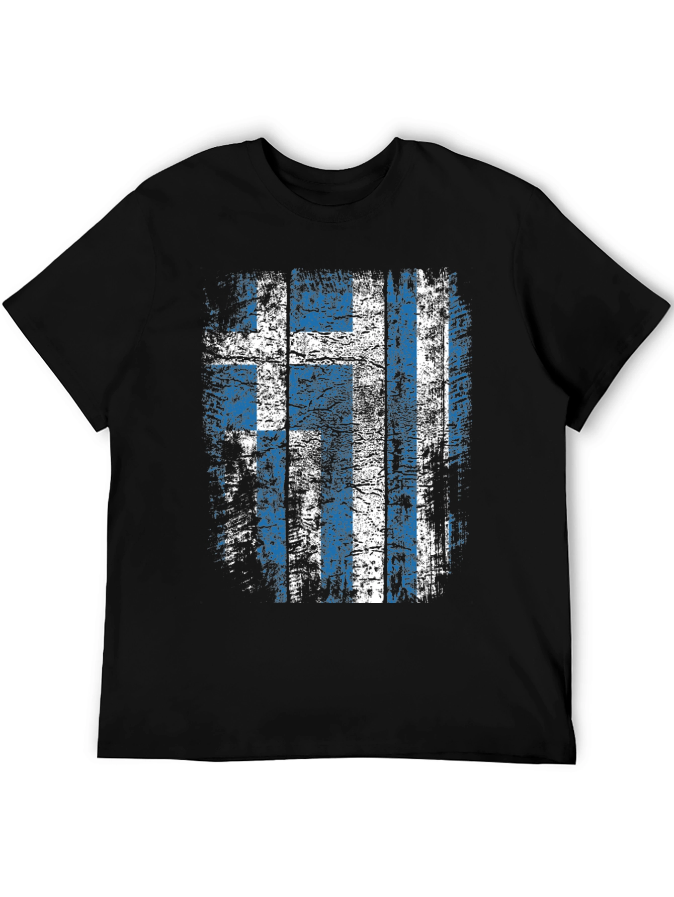 Greek Flag Distressed Graphic T-Shirt
