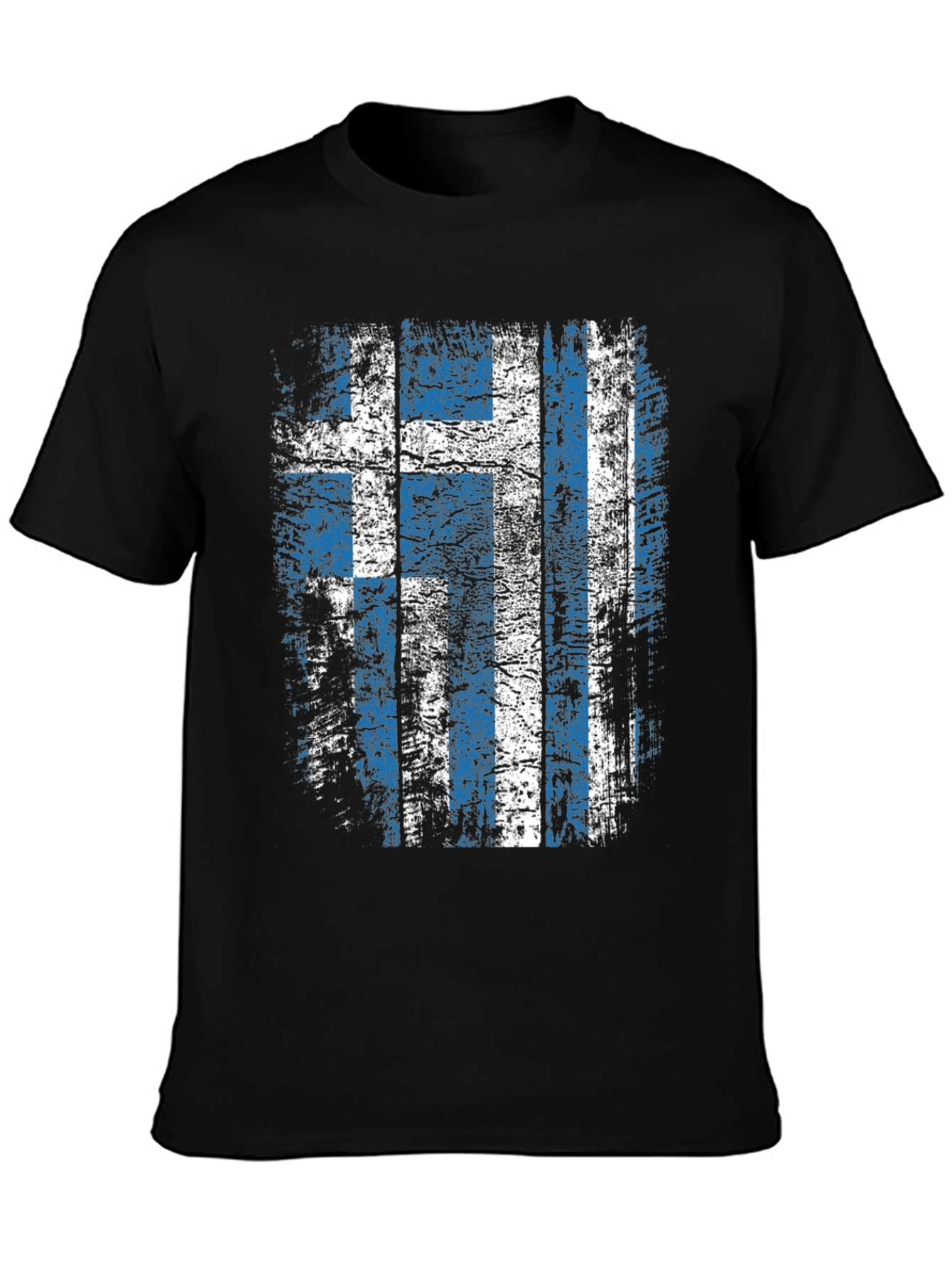 Greek Flag Distressed Graphic T-Shirt