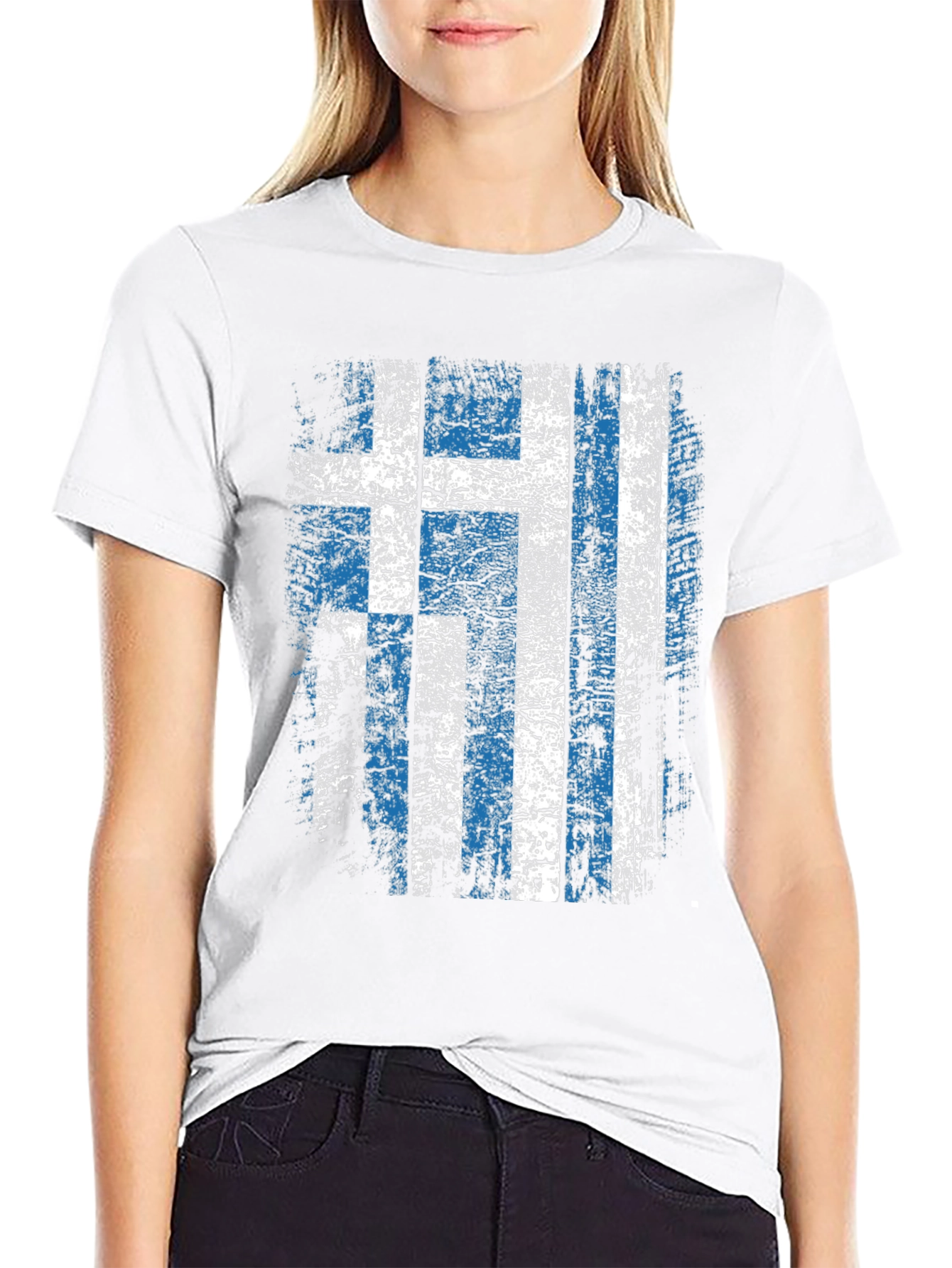 Greek Flag Distressed Graphic T-Shirt
