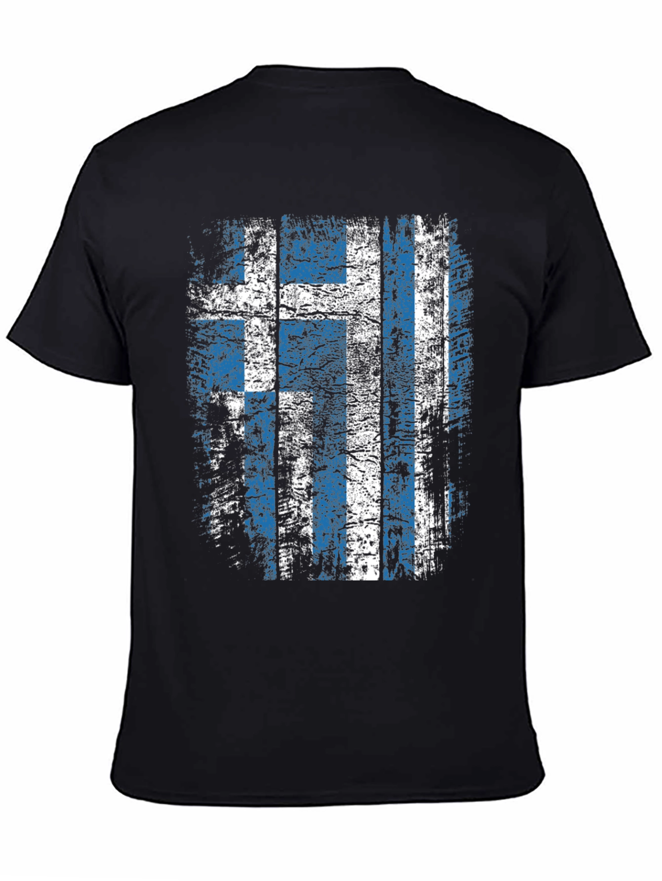 Greek Flag Distressed Graphic T-Shirt