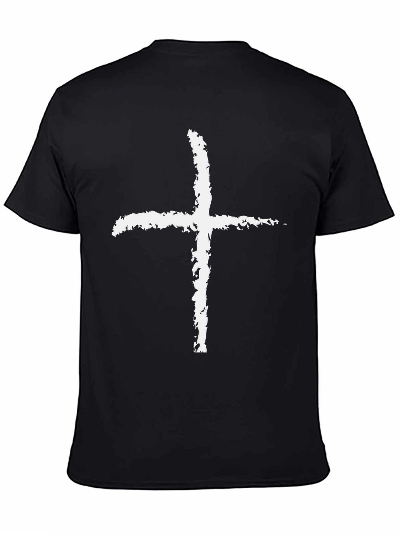 Grunge Cross Graphic Tee - Black Cotton