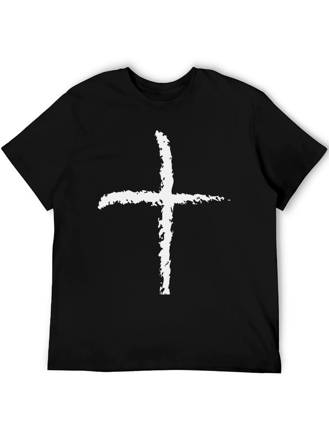 Grunge Cross Graphic Tee - Black Cotton