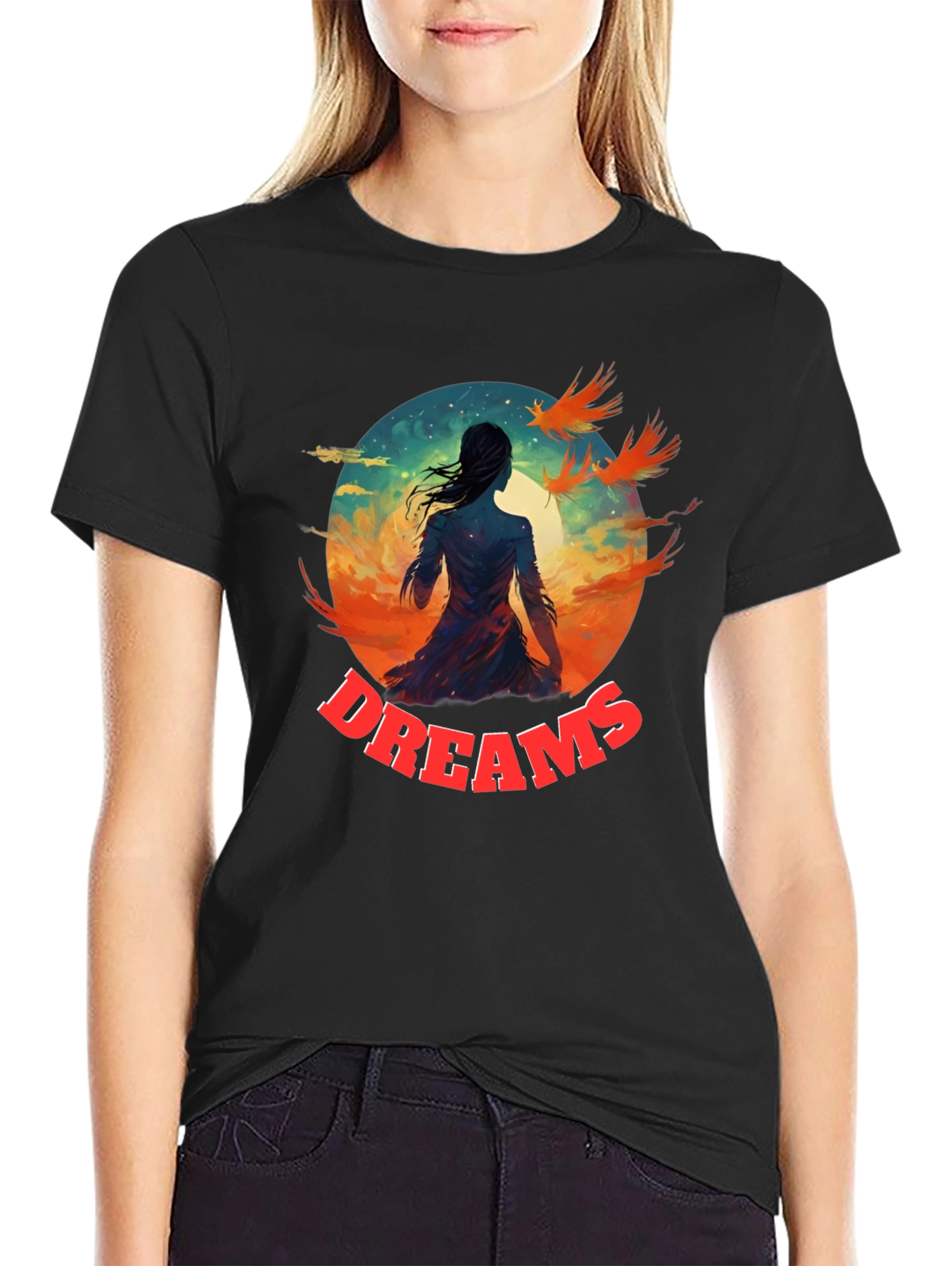 Dreams Graphic T-Shirt | Artistic Black Tee