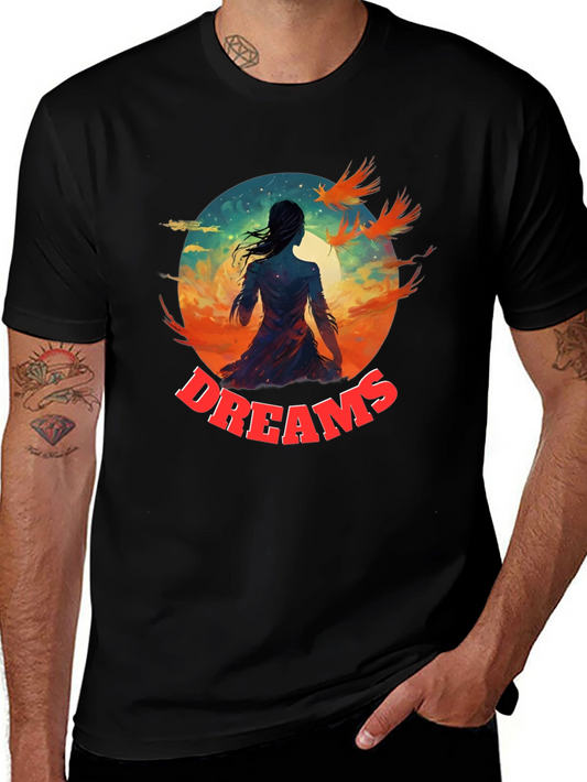 Dreams Graphic T-Shirt | Artistic Black Tee