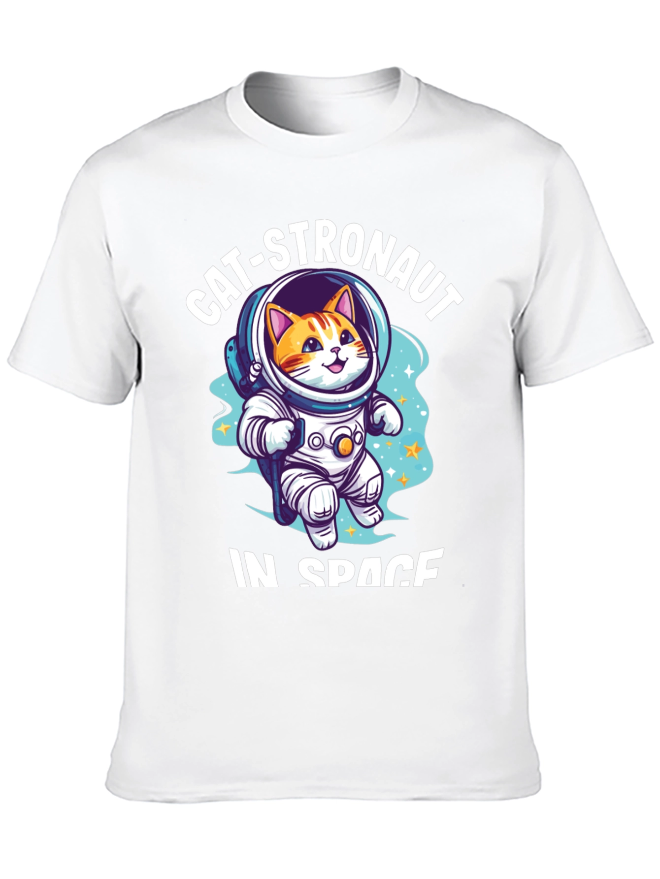 Catstronaut in Space Black T-Shirt