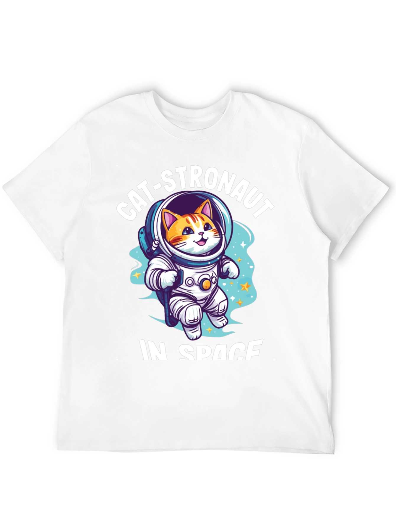 Catstronaut in Space Black T-Shirt
