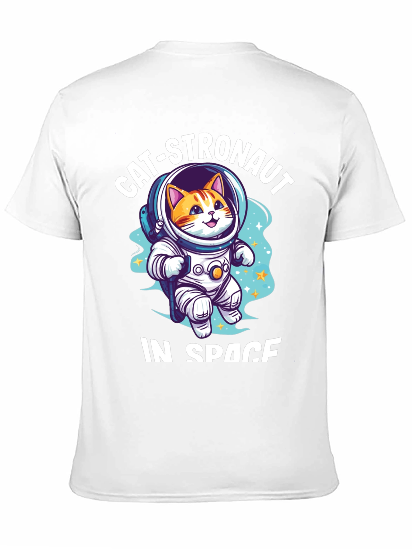 Catstronaut in Space Black T-Shirt