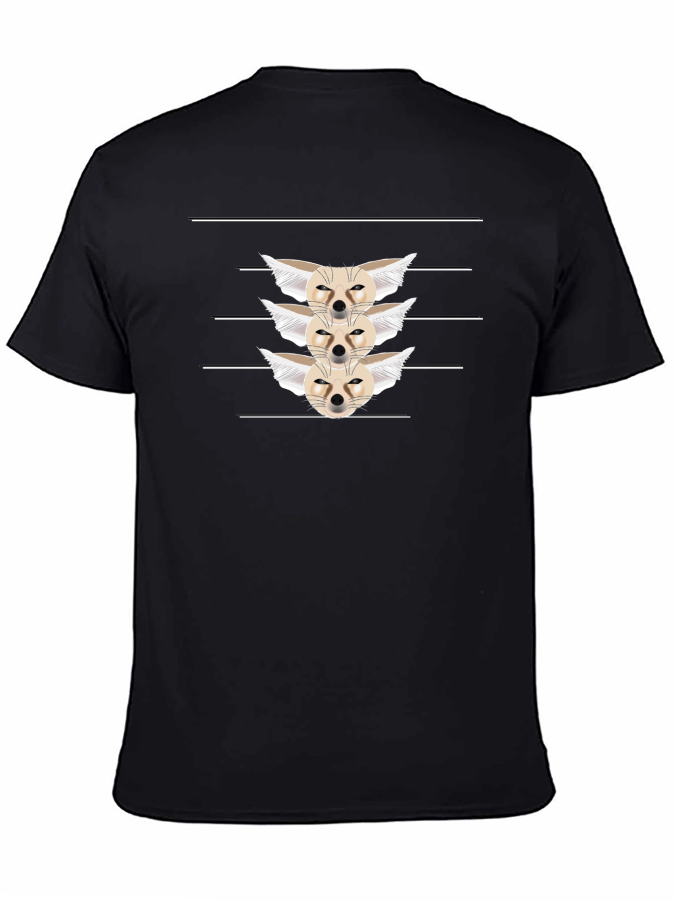 Fennec Fox Stack Black T-Shirt