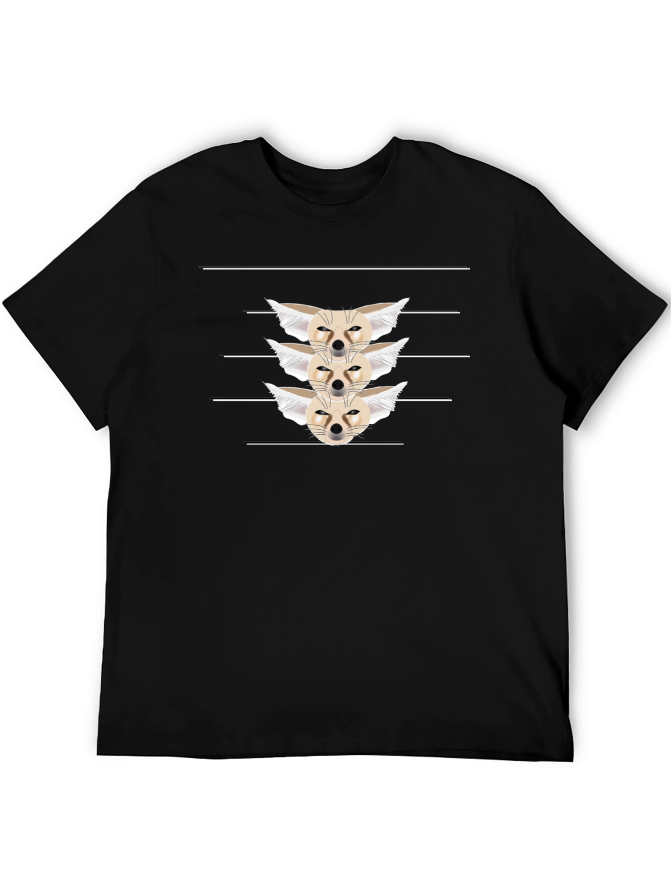 Fennec Fox Stack Black T-Shirt