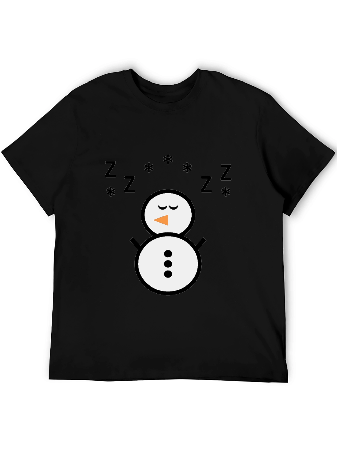 Sleeping Snowman Graphic T-Shirt - Black