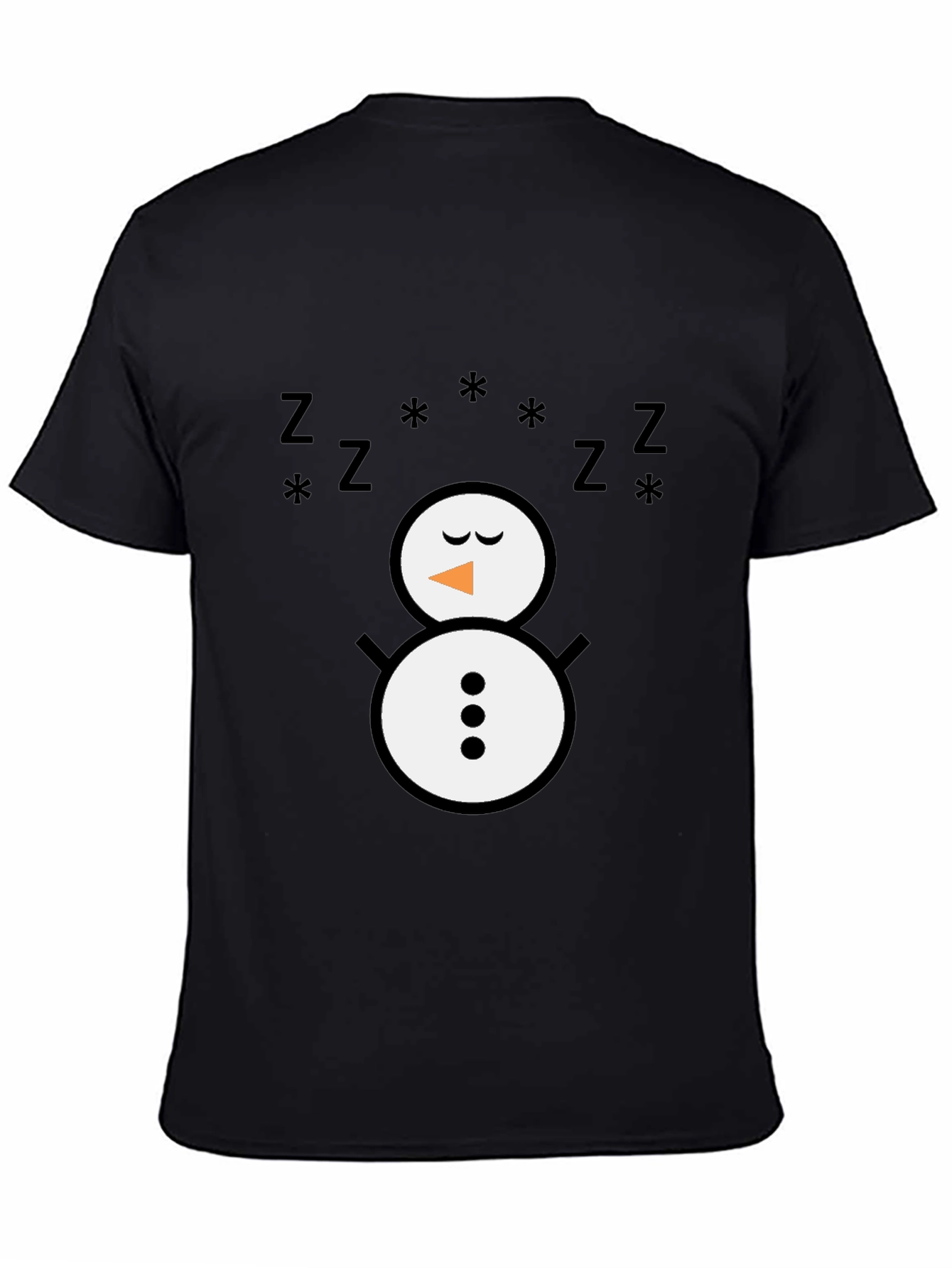 Sleeping Snowman Graphic T-Shirt - Black