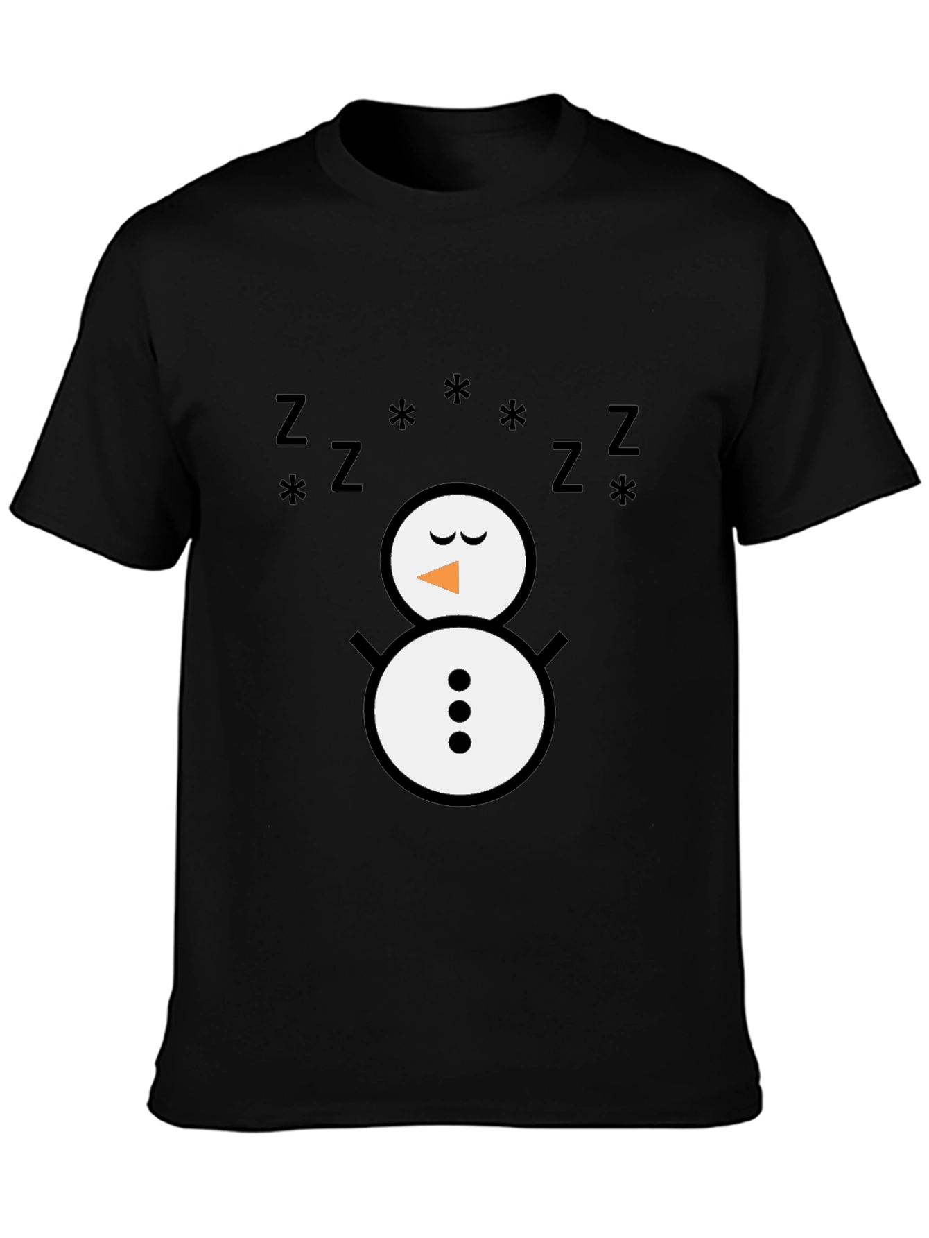 Sleeping Snowman Graphic T-Shirt - Black