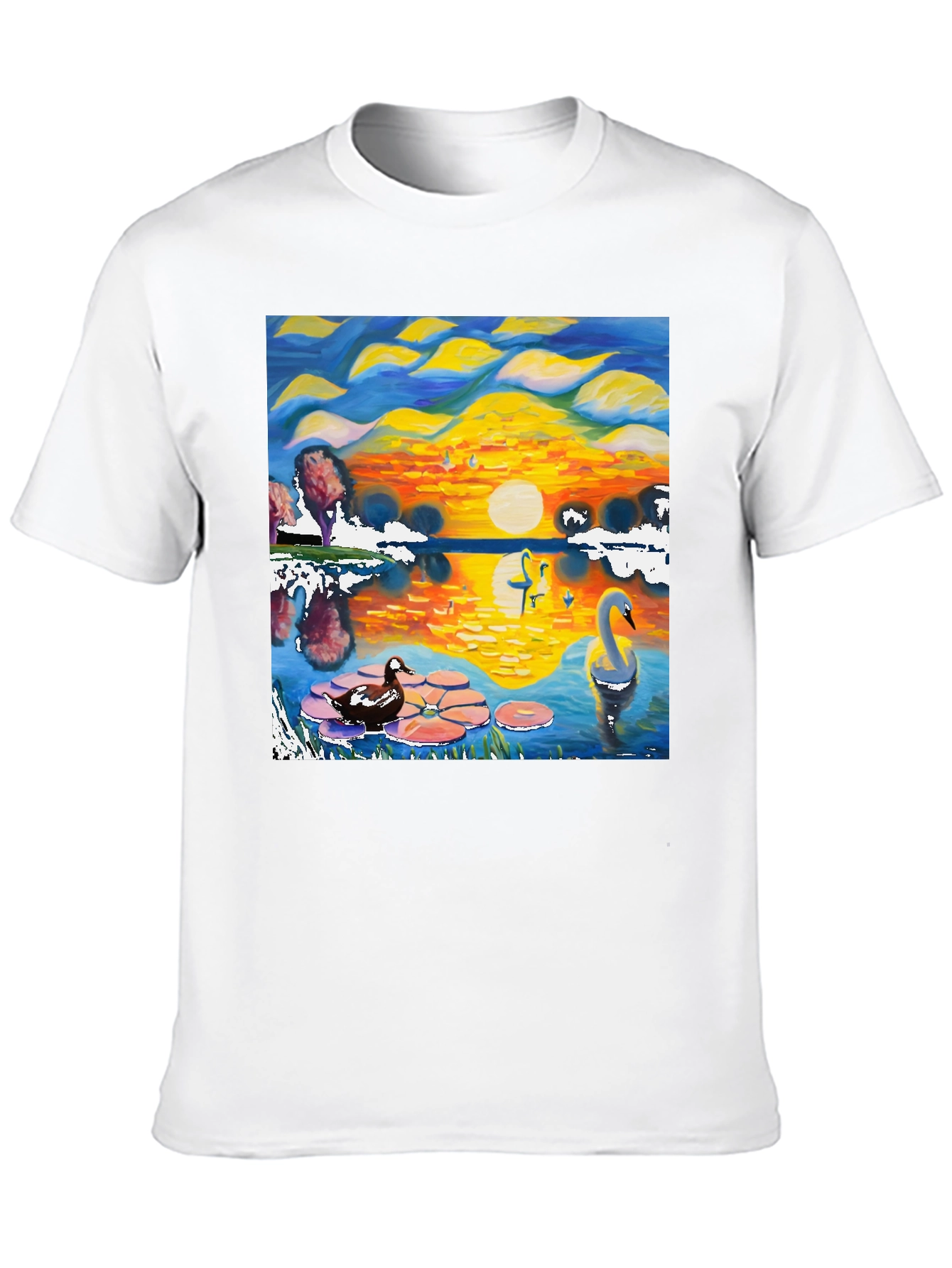 Swan Lake Graphic Tee - Artistic Black T-Shirt