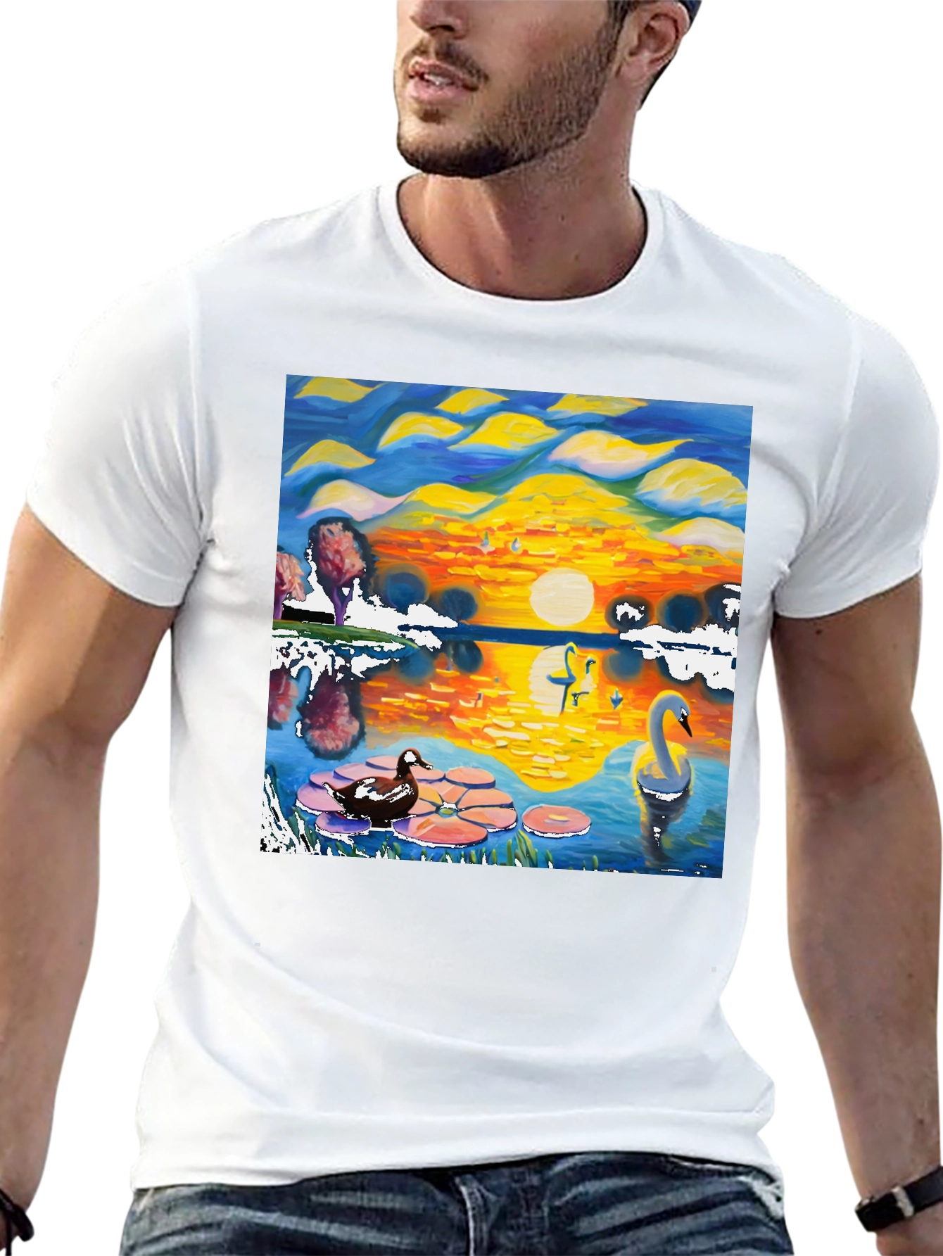 Swan Lake Graphic Tee - Artistic Black T-Shirt