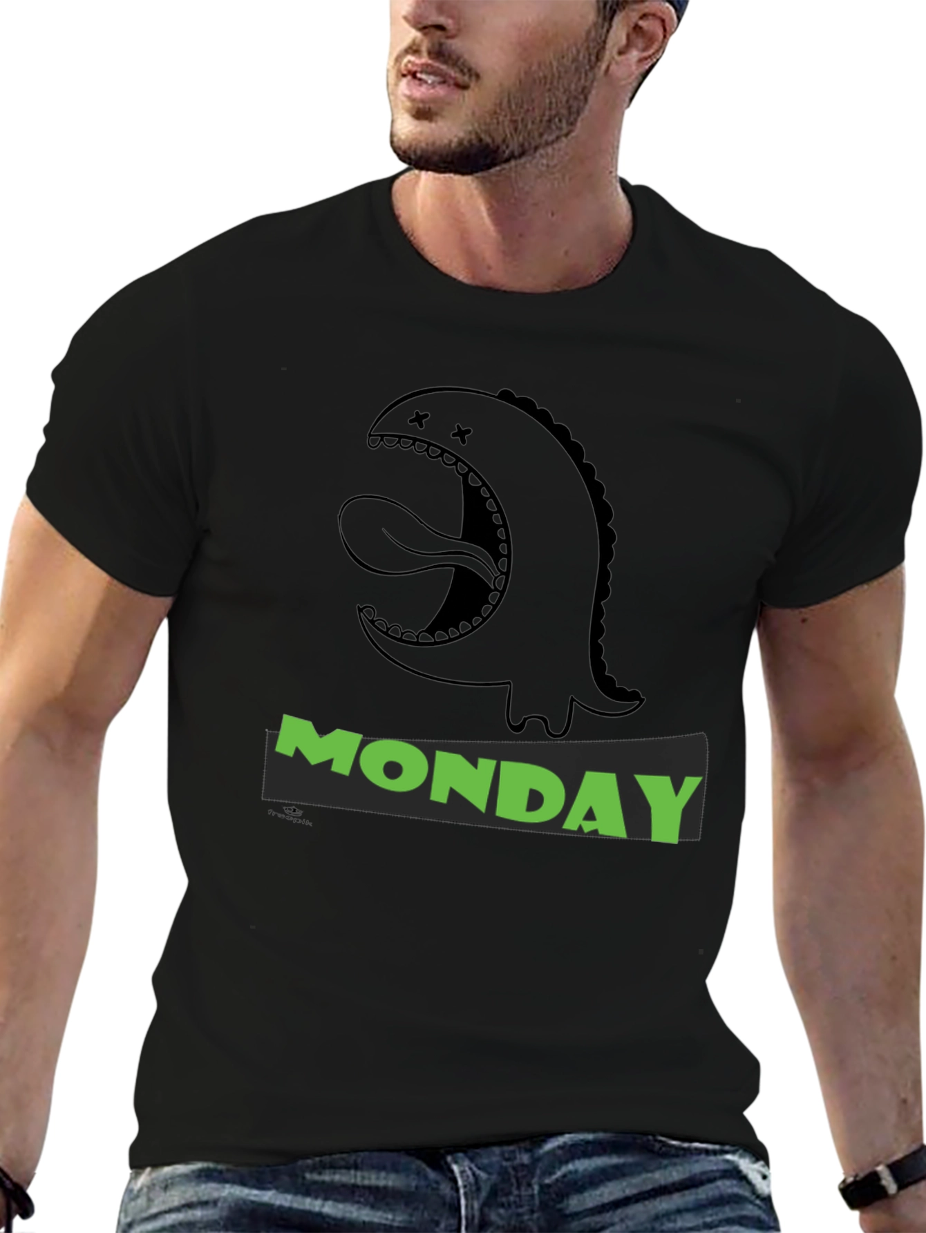Monday Monster Graphic T-Shirt - Black