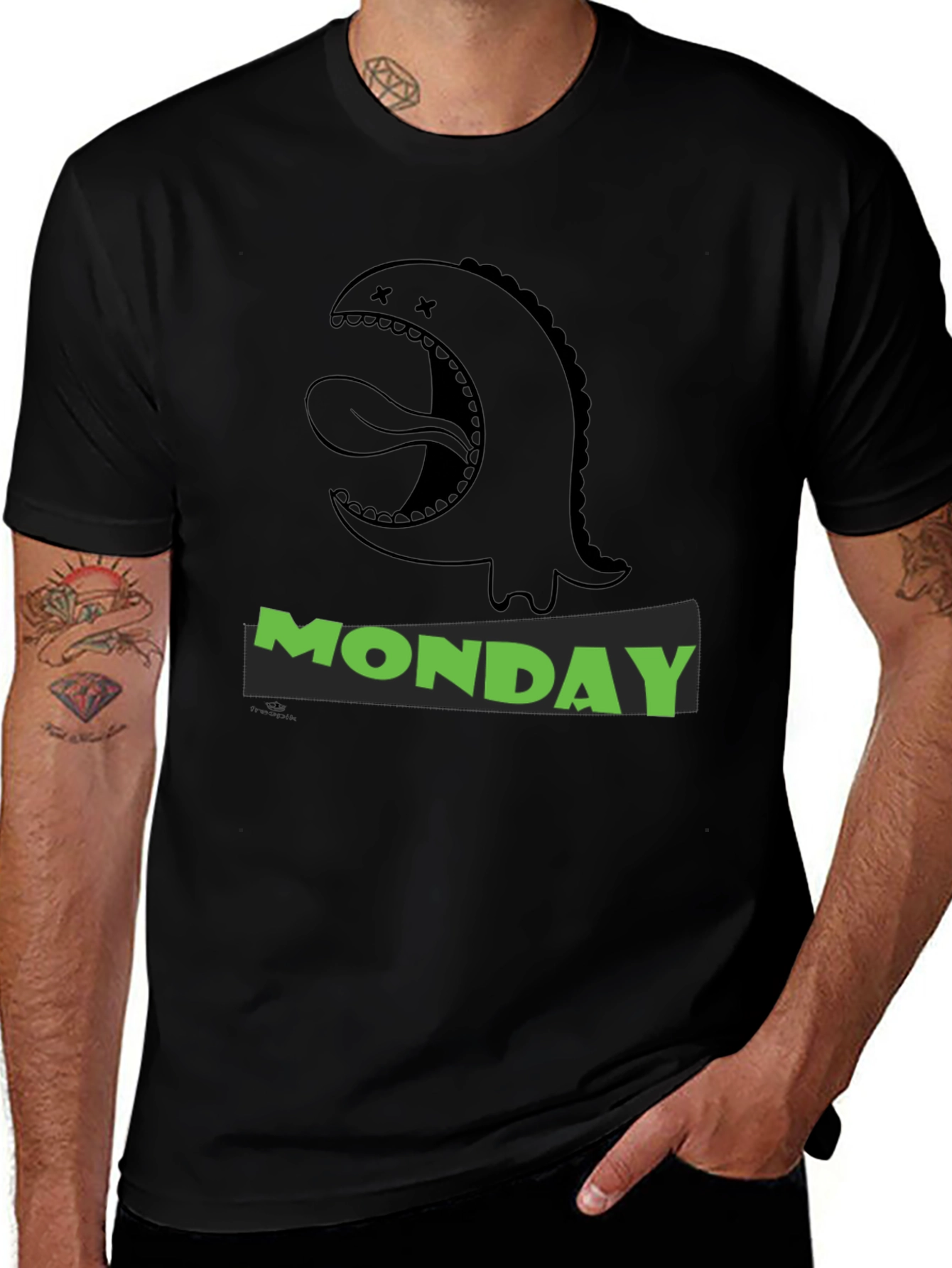 Monday Monster Graphic T-Shirt - Black