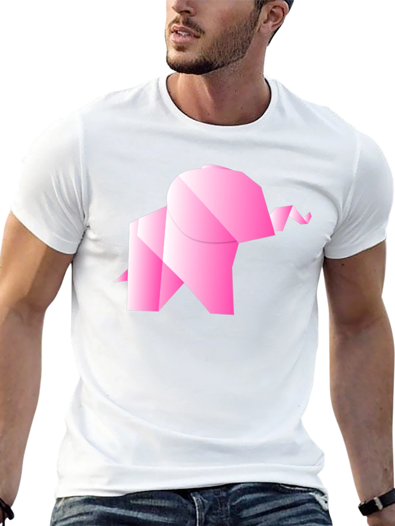 Origami Elephant Graphic Tee - Stylish Black T-Shirt