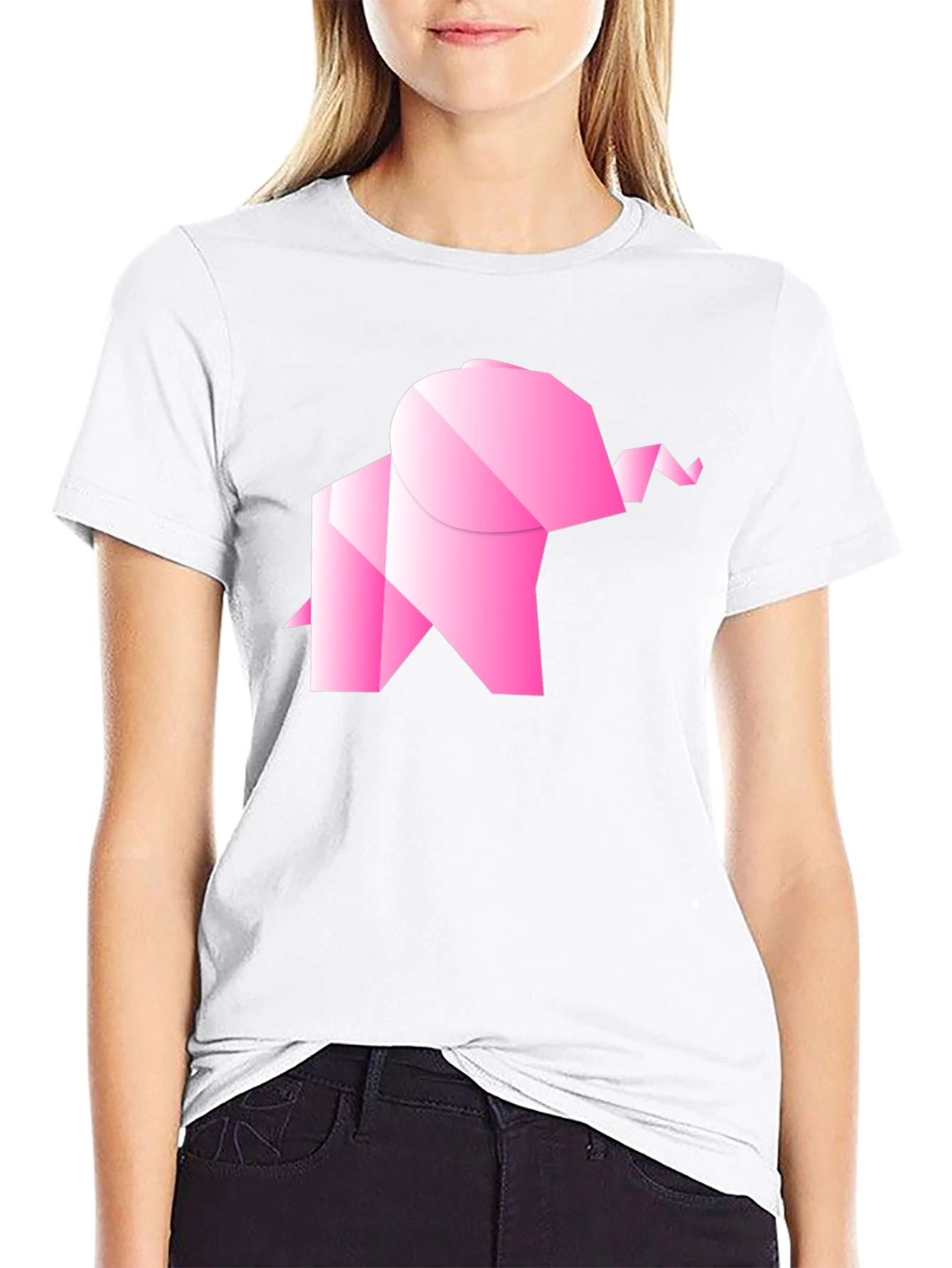 Origami Elephant Graphic Tee - Stylish Black T-Shirt