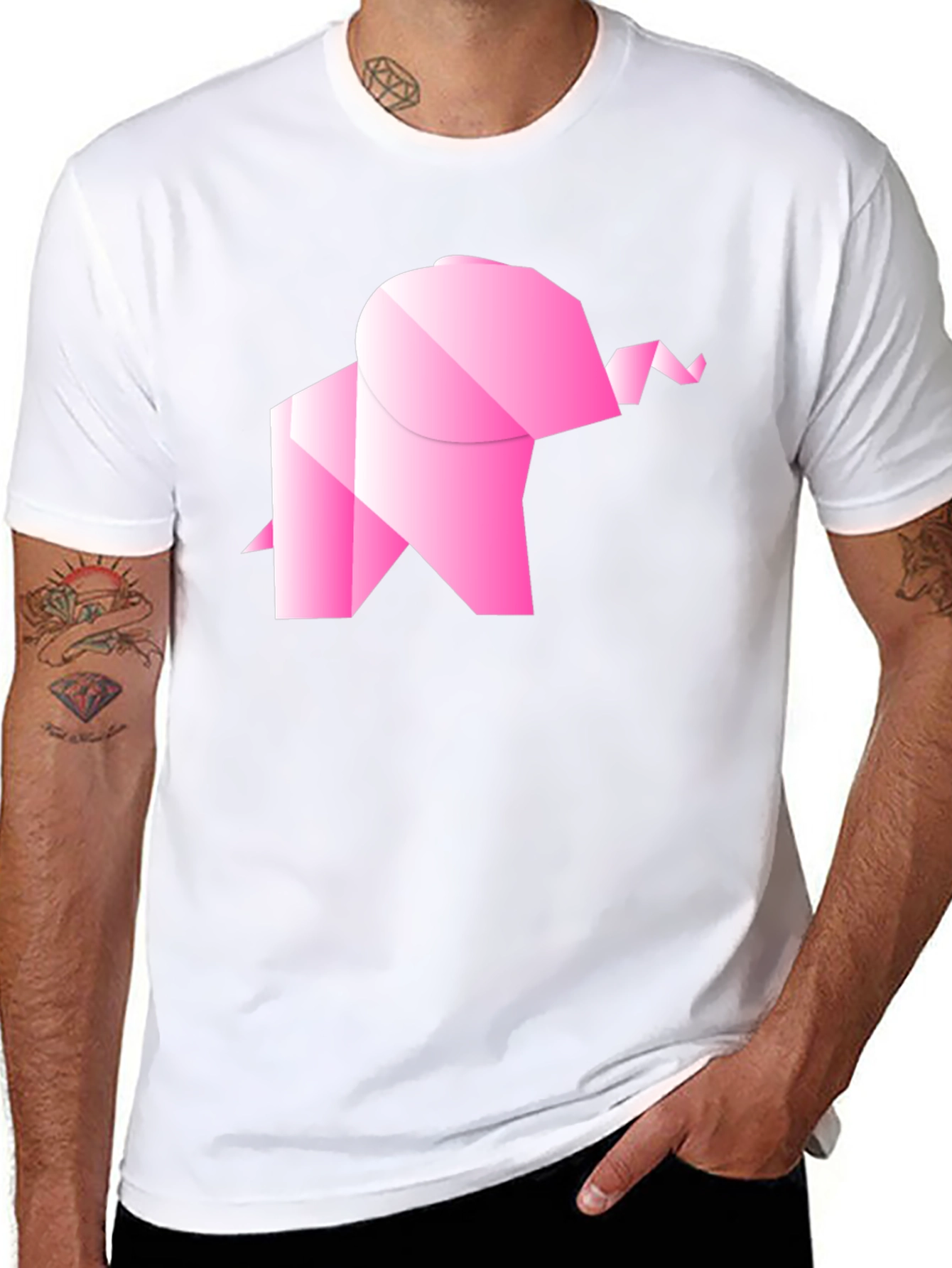 Origami Elephant Graphic Tee - Stylish Black T-Shirt