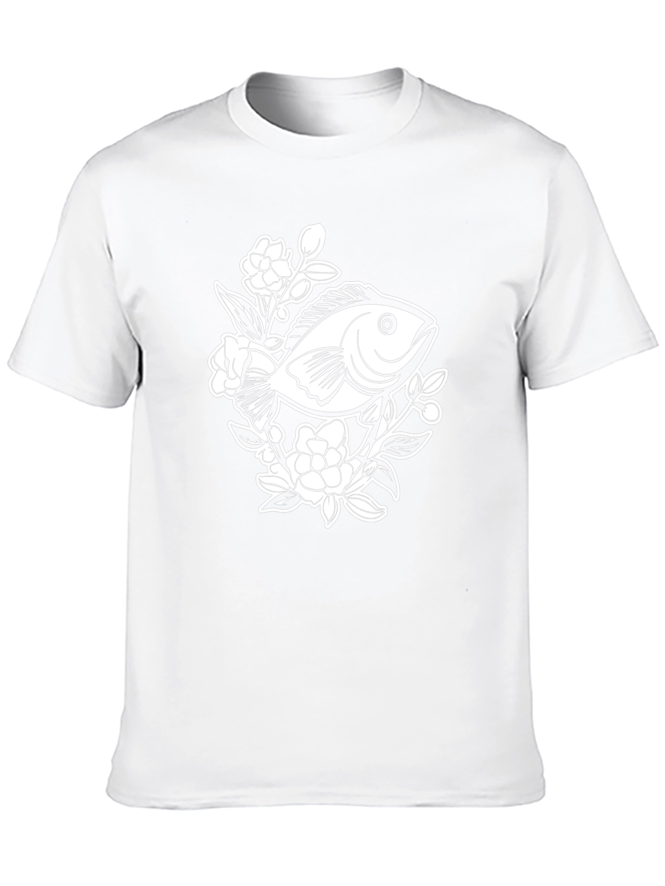 Black T-Shirt with Floral Fish Graphic