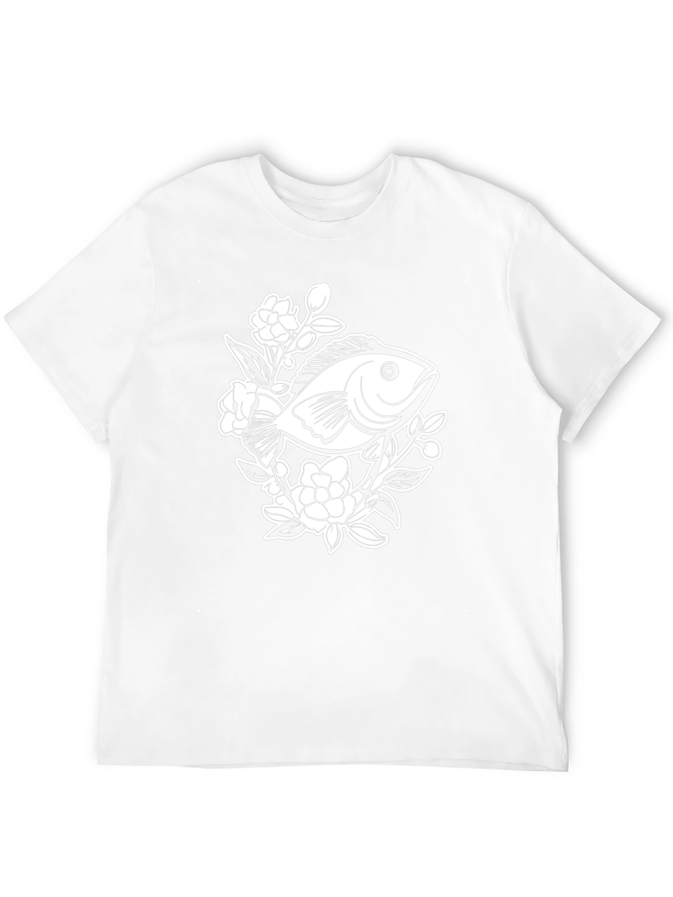 Black T-Shirt with Floral Fish Graphic