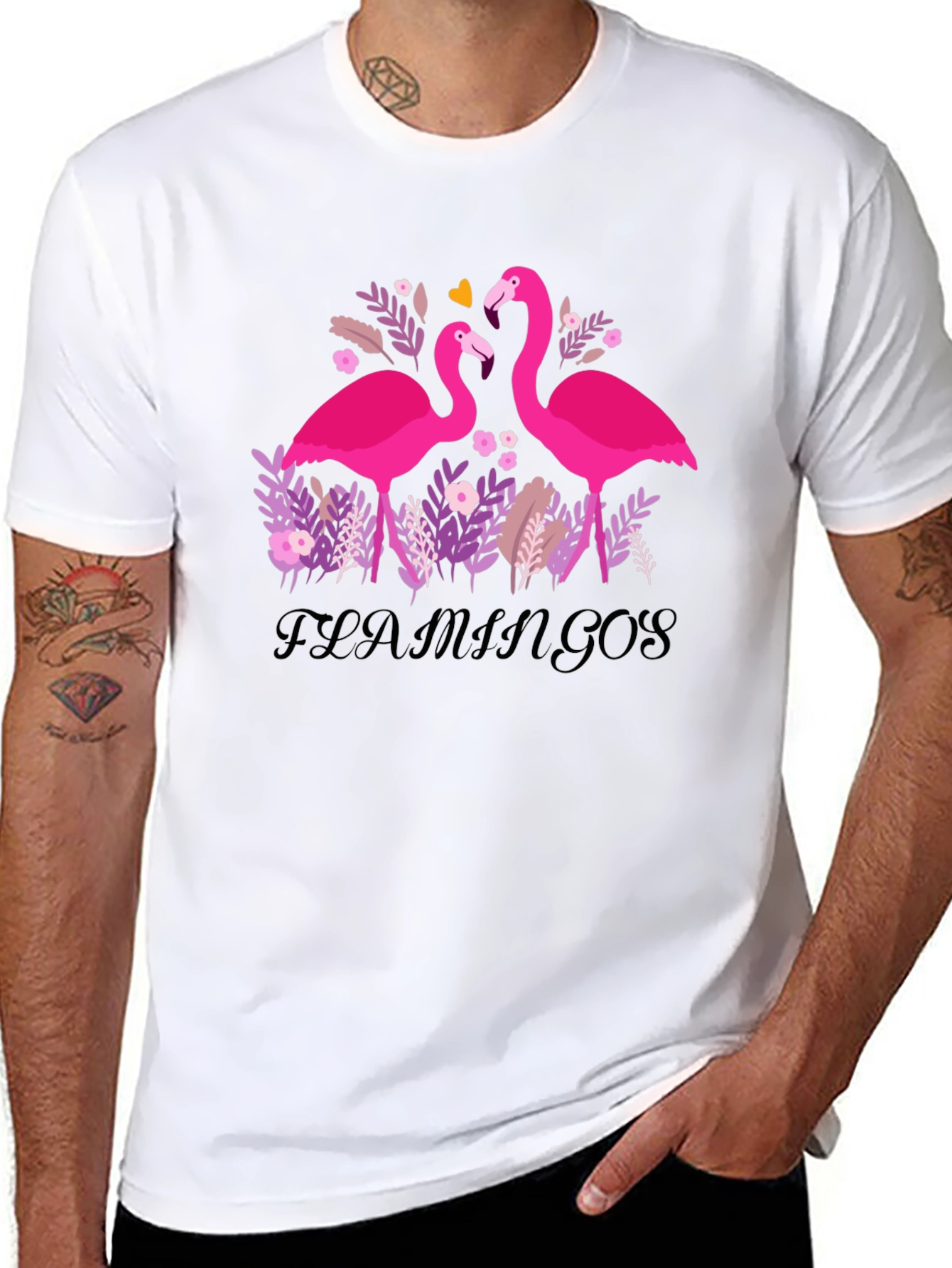 Flamingo Graphic Tee - Stylish Black T-Shirt