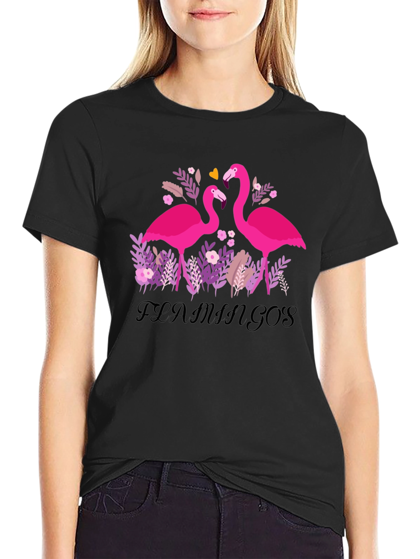 Flamingo Graphic Tee - Stylish Black T-Shirt