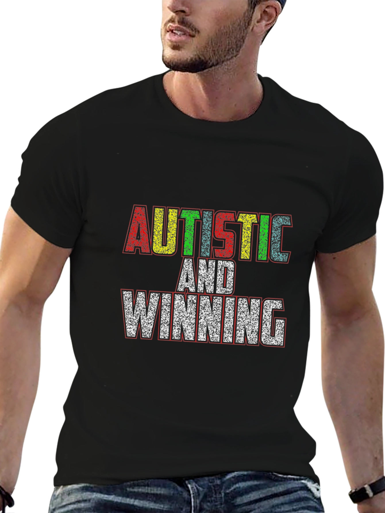 Autistic and Winning Black T-Shirt