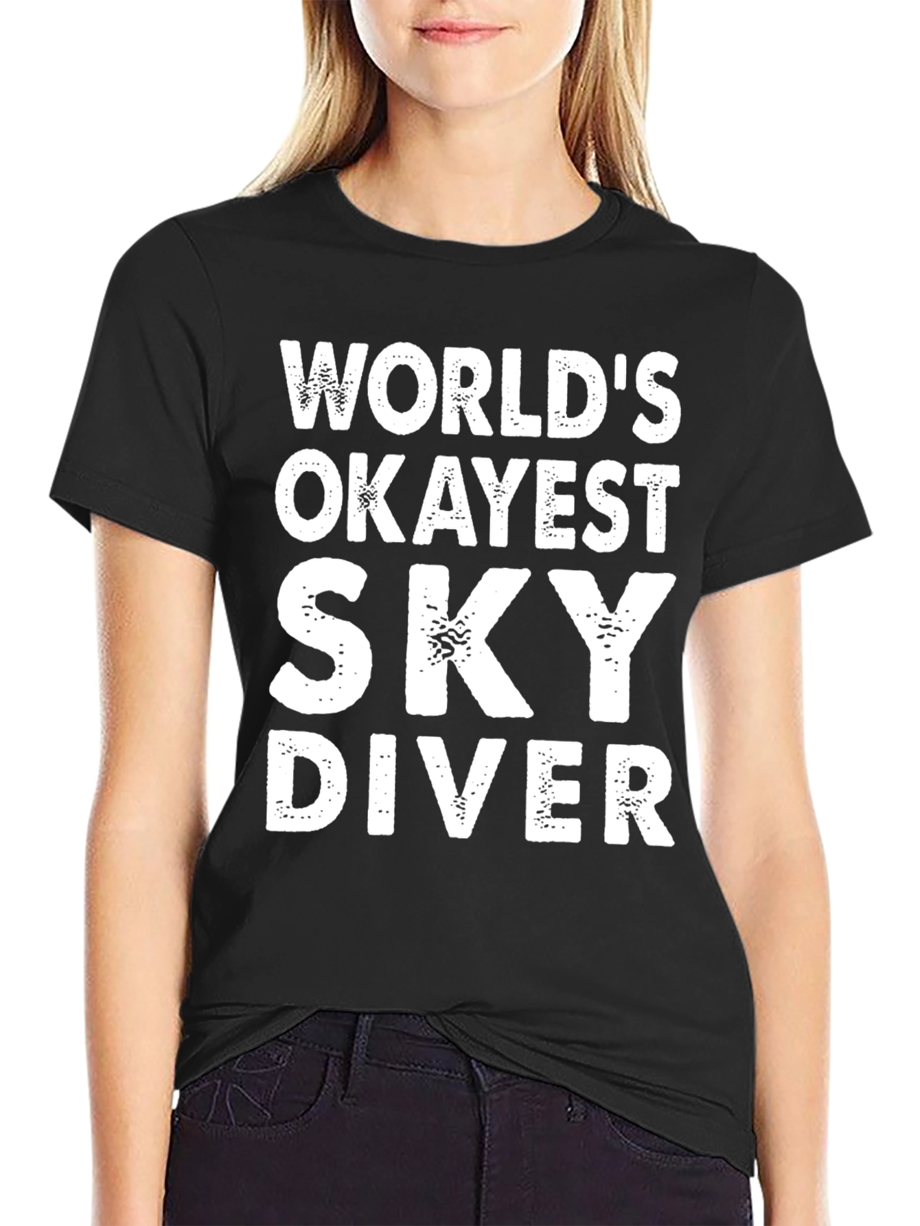 Worlds Okayest Sky Diver - Funny Graphic T-Shirt