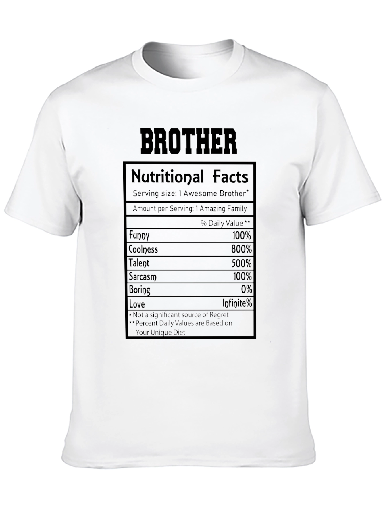 Brother Nutritional Facts Graphic T-Shirt