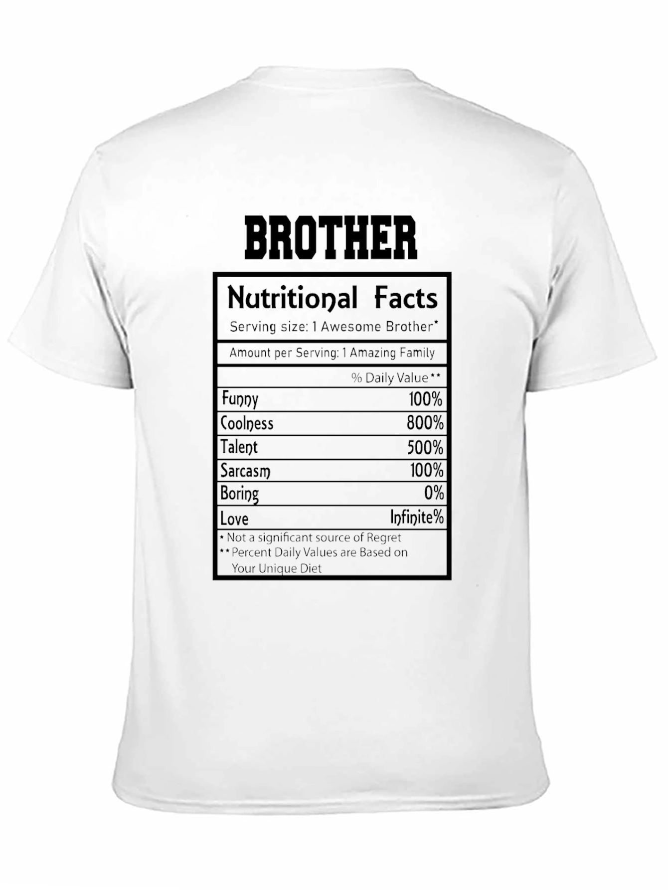 Brother Nutritional Facts Graphic T-Shirt