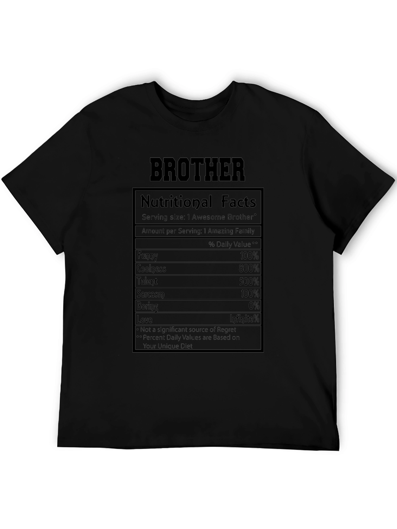 Brother Nutritional Facts Graphic T-Shirt