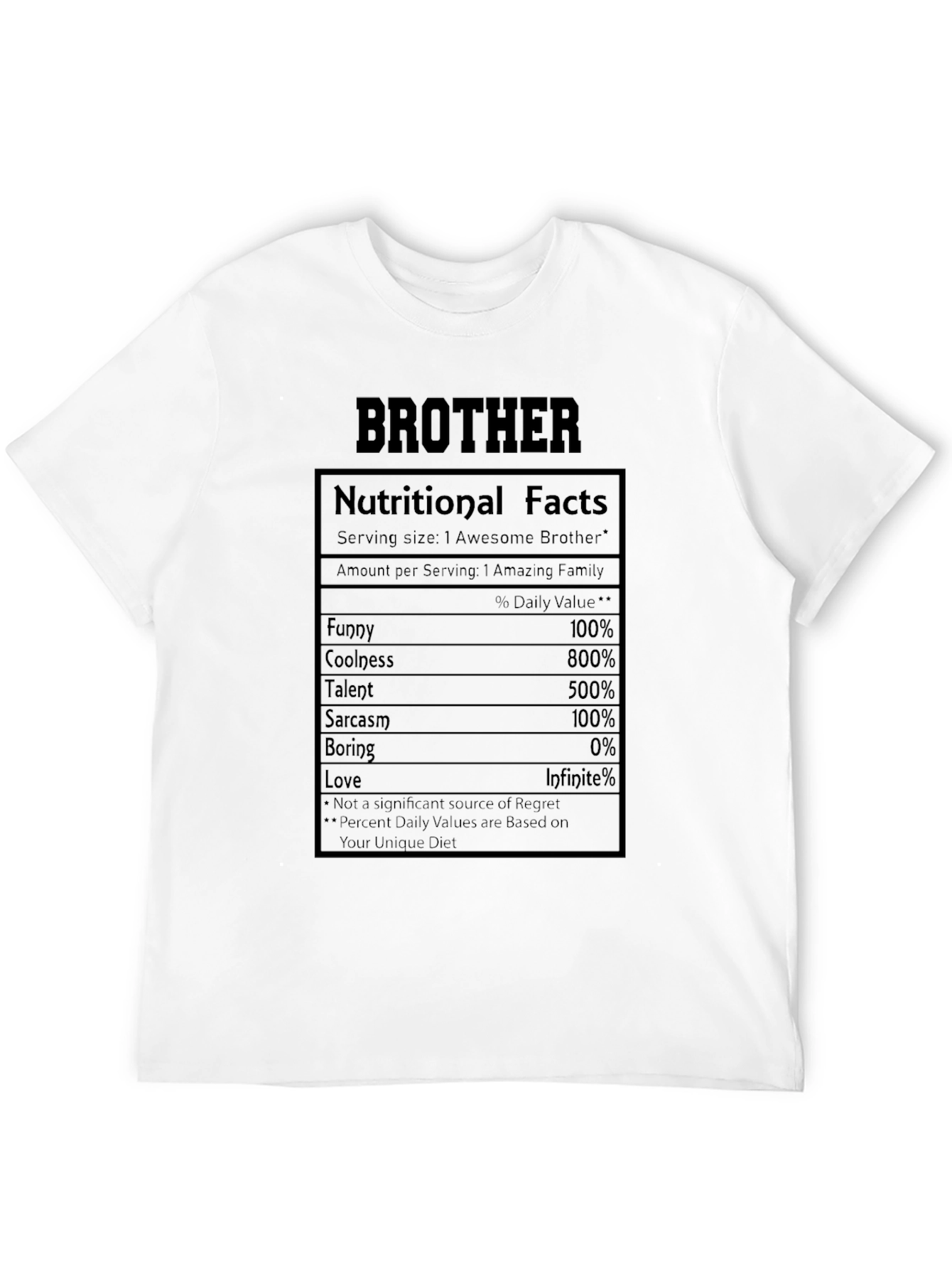 Brother Nutritional Facts Graphic T-Shirt