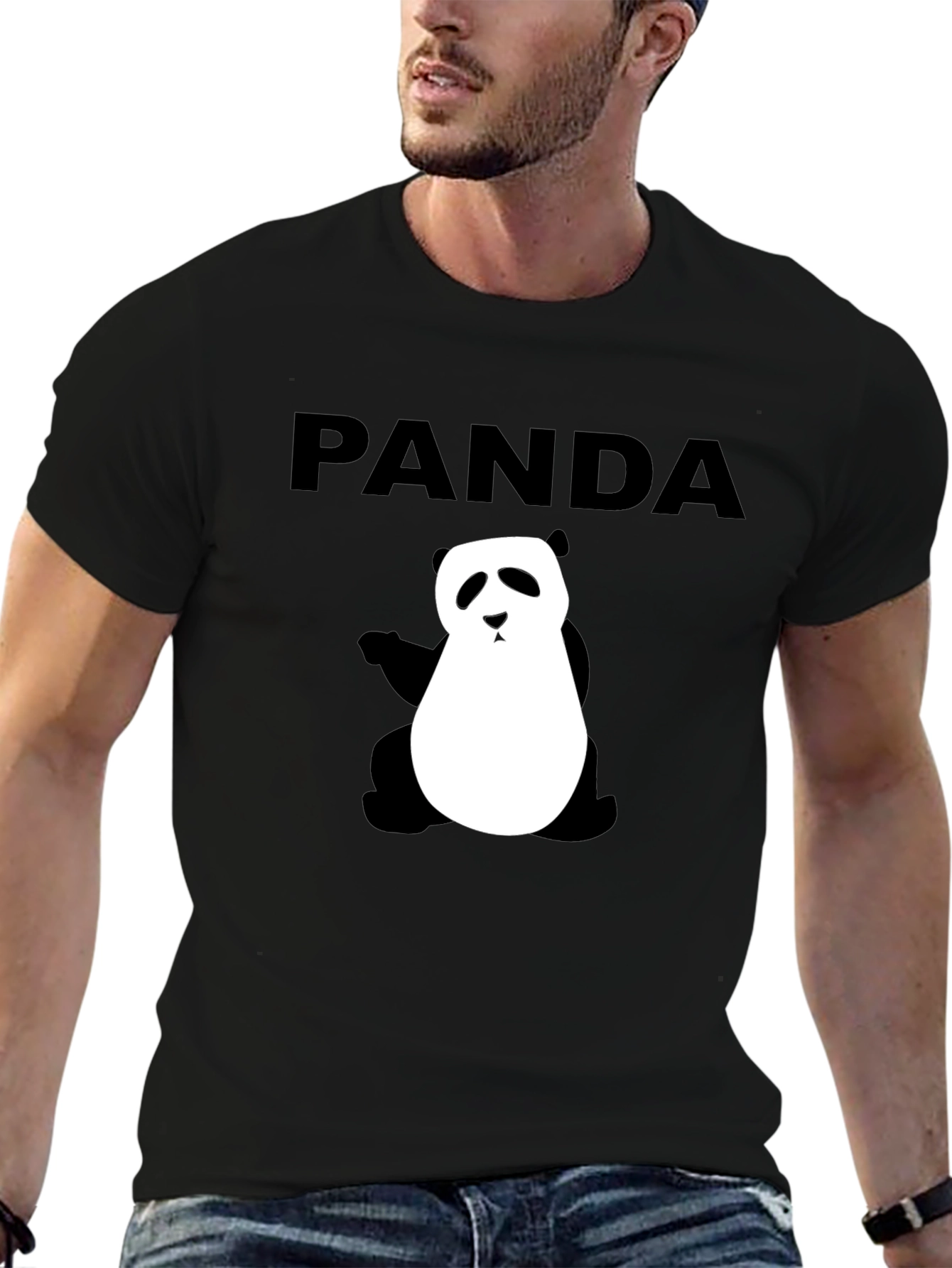 PANDA Graphic Print Black T-Shirt