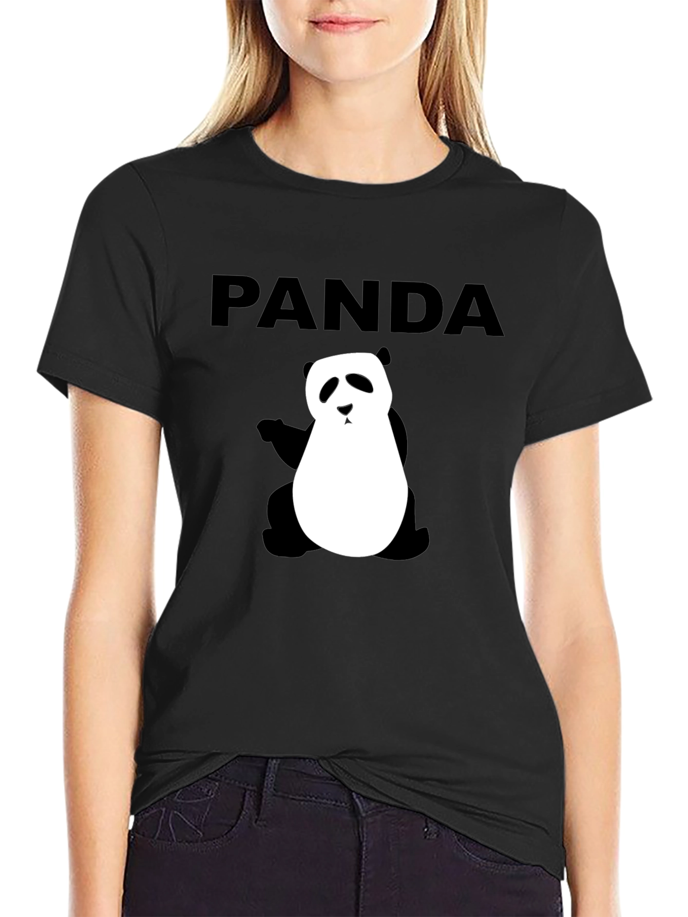 PANDA Graphic Print Black T-Shirt