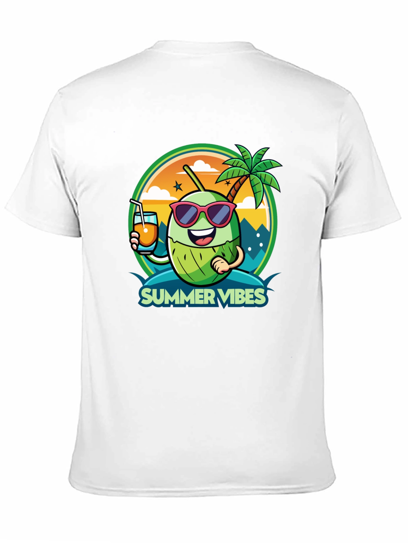 Summer Vibes Coconut Cartoon Graphic Tee