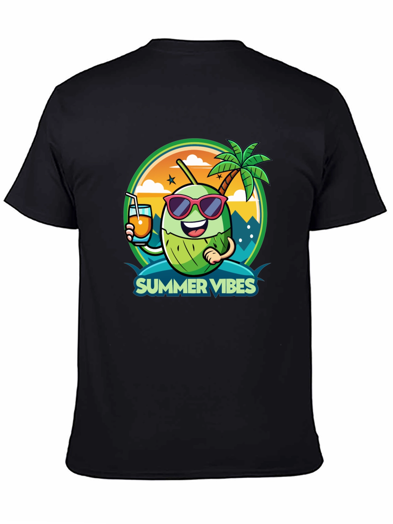 Summer Vibes Coconut Cartoon Graphic Tee